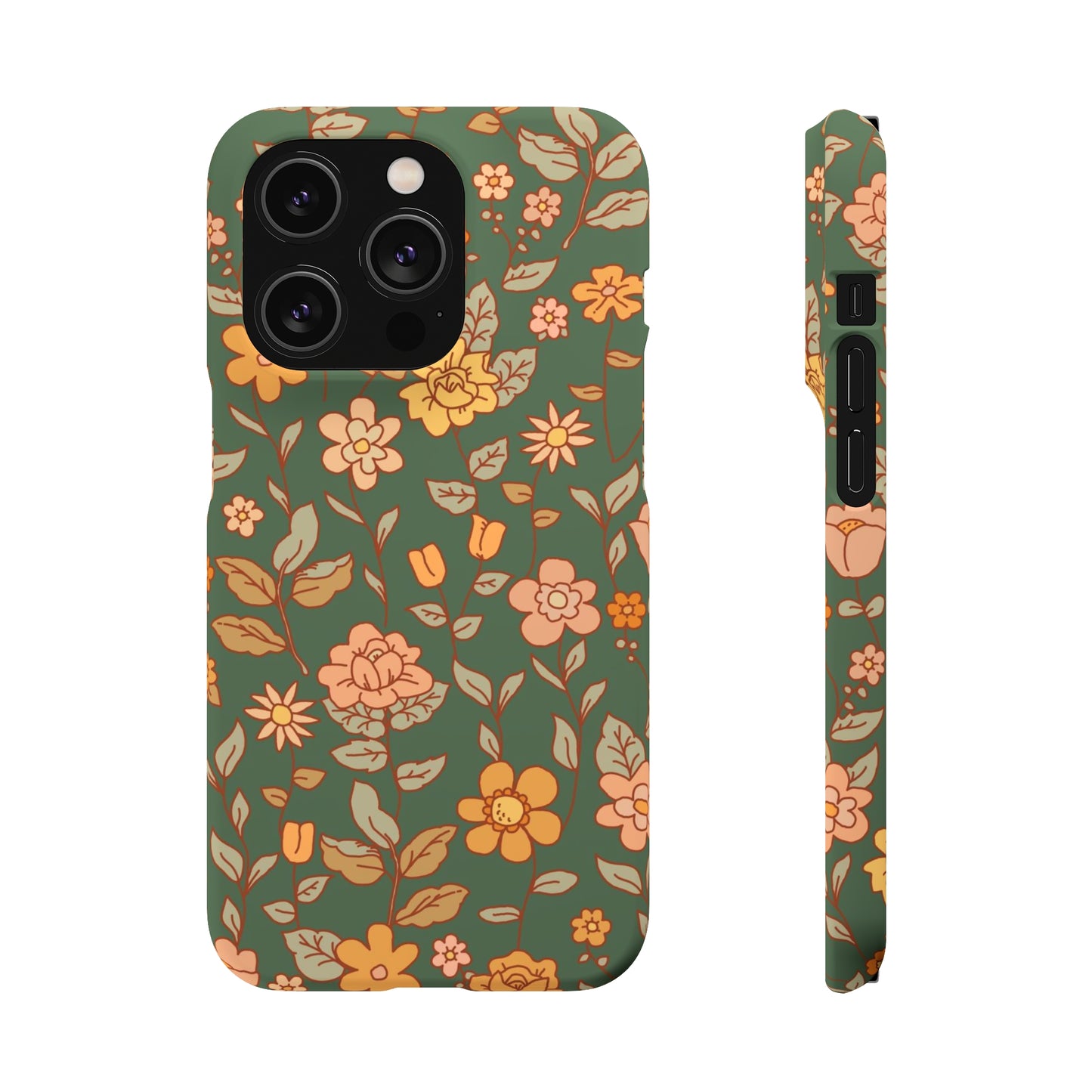 Green Old Fashioned Flowers / Snap Cases