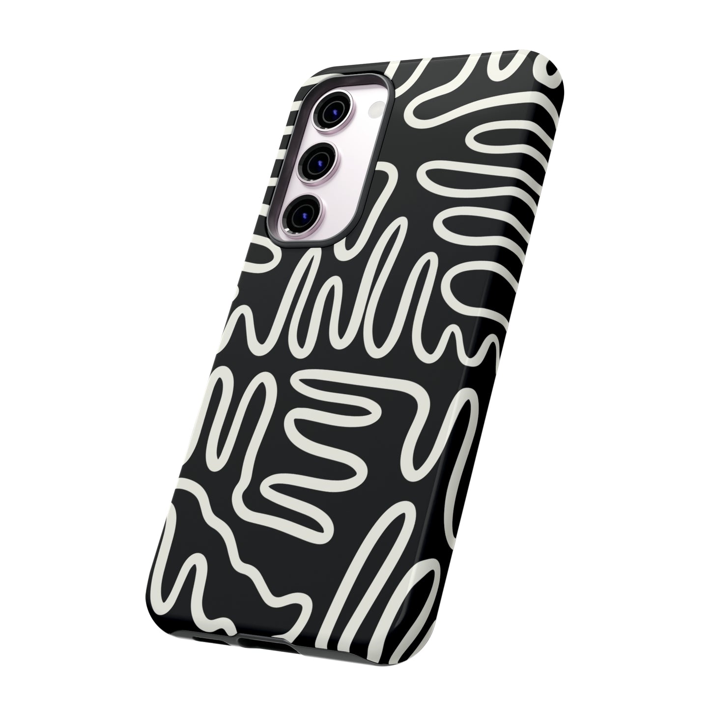 White and Black Squigles | Tough Phone Case