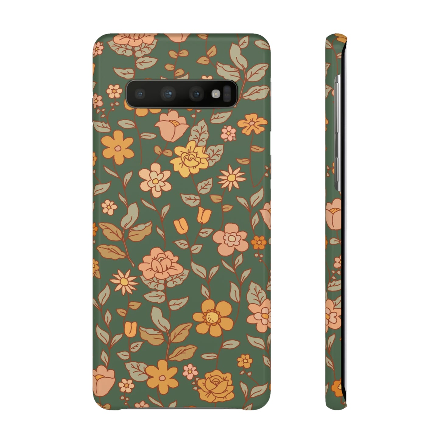 Green Old Fashioned Flowers / Snap Cases