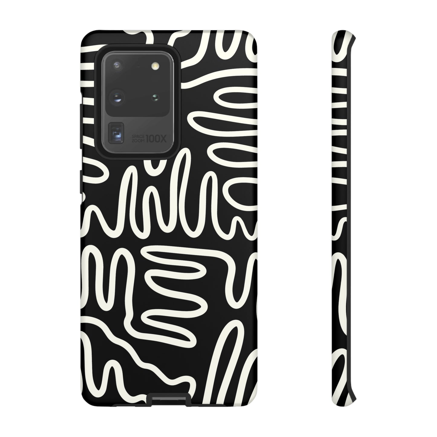 White and Black Squigles | Tough Phone Case