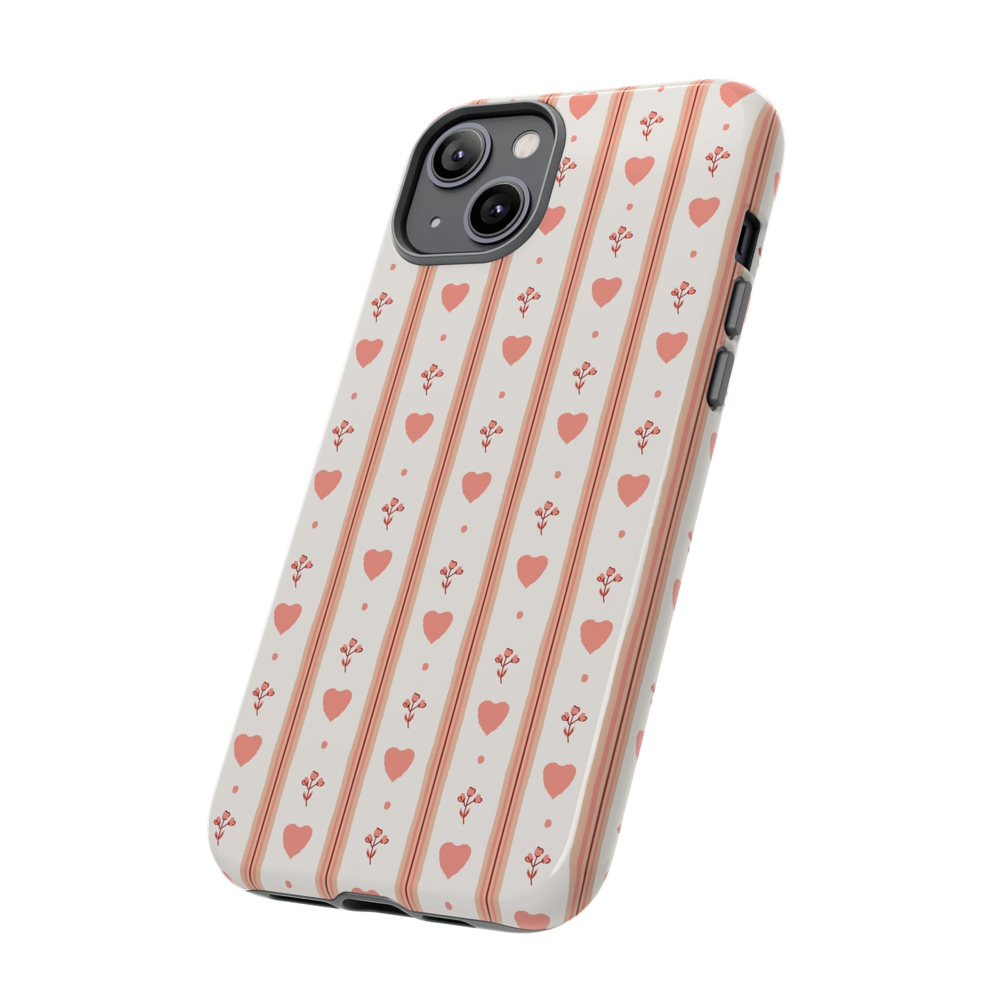 Light Pink Vintage Heart Pattern | Tough Phone Case