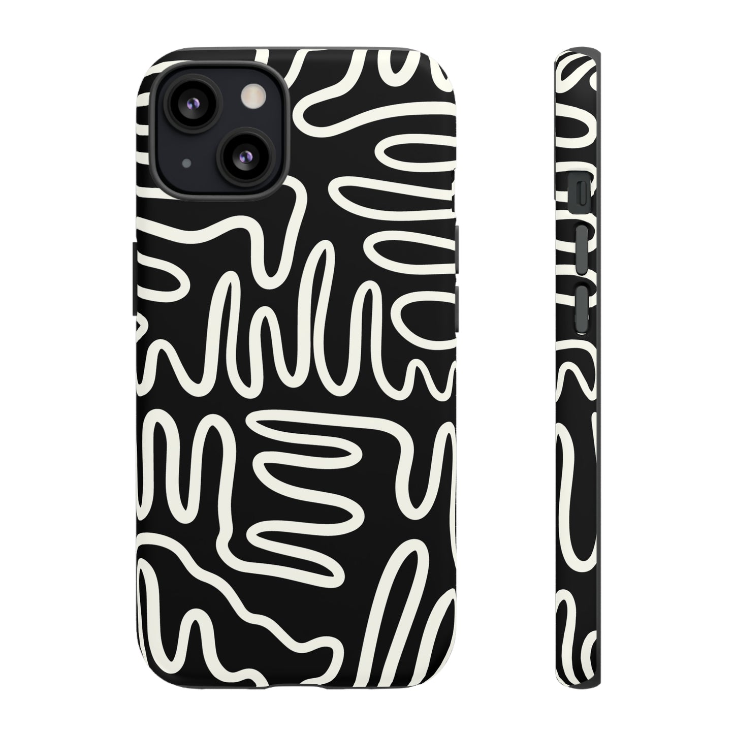 White and Black Squigles | Tough Phone Case