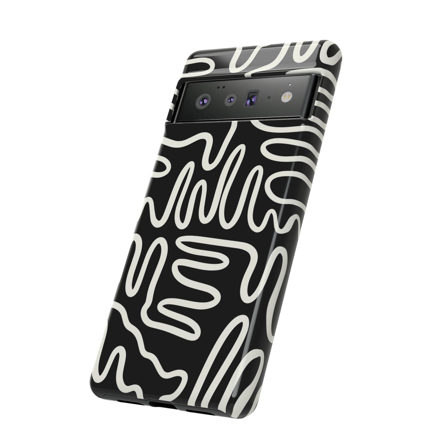 White and Black Squigles | Tough Phone Case