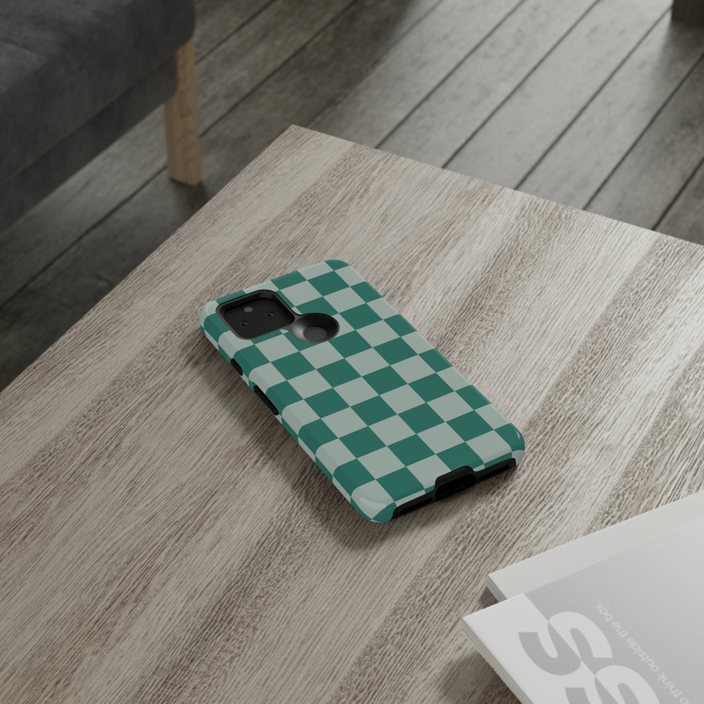 Green on Green Checkerboard | Tough Phone Case