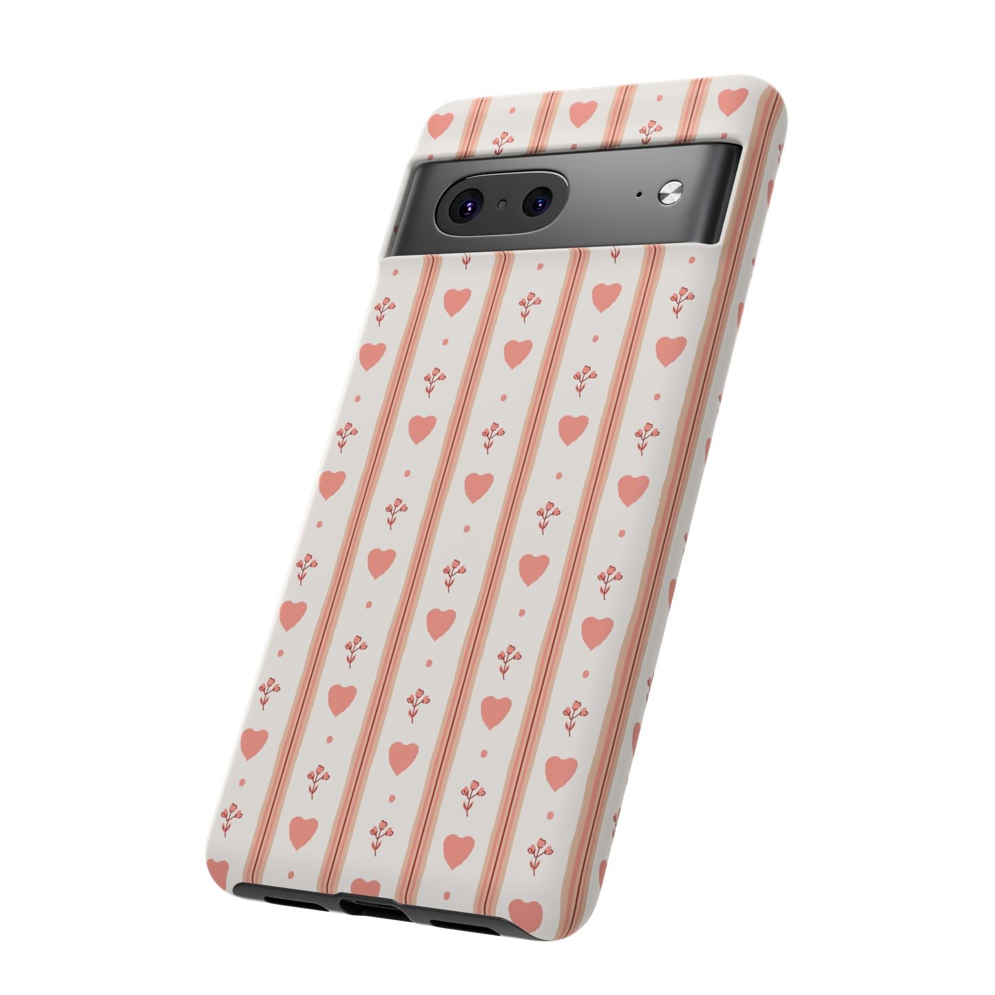 Light Pink Vintage Heart Pattern | Tough Phone Case