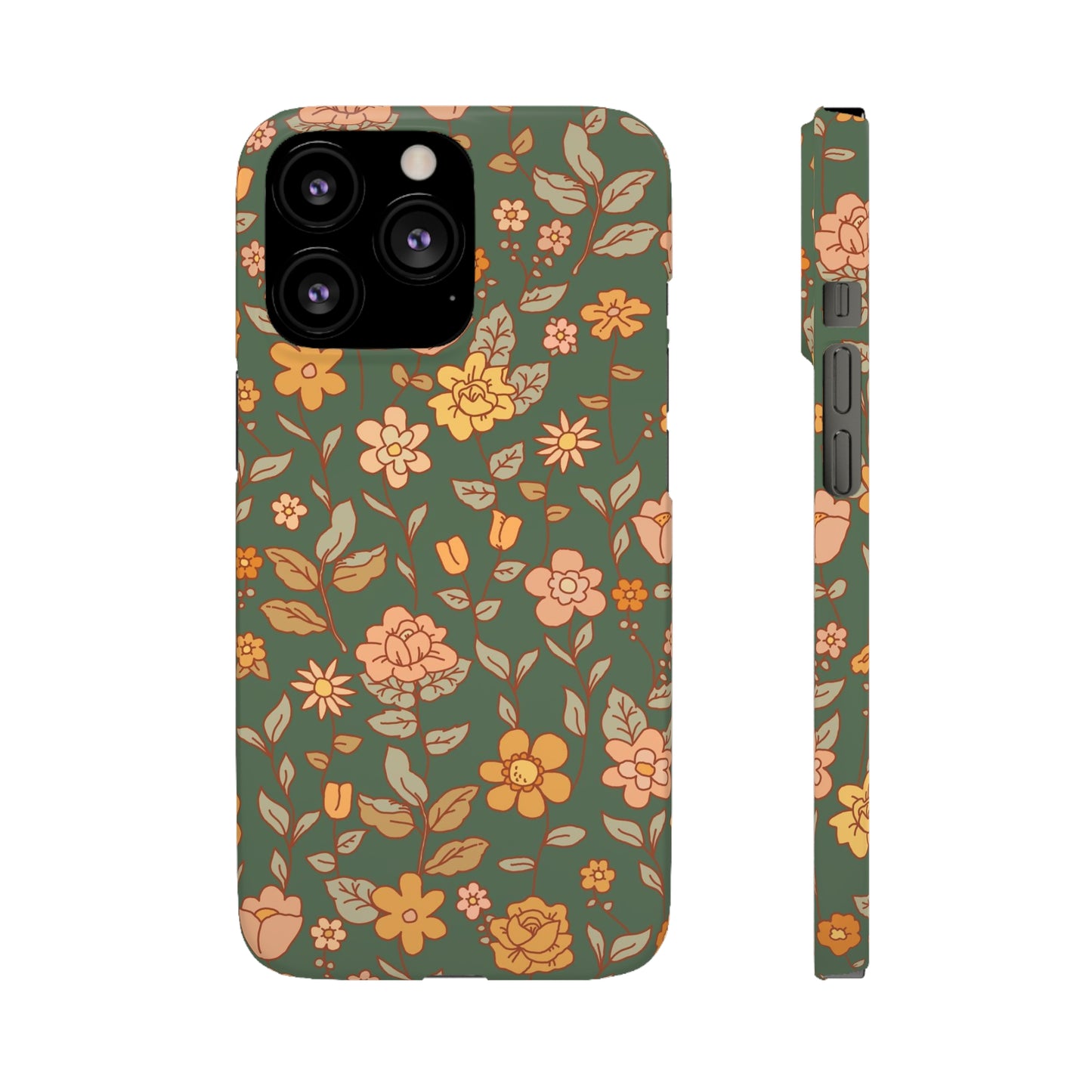 Green Old Fashioned Flowers / Snap Cases