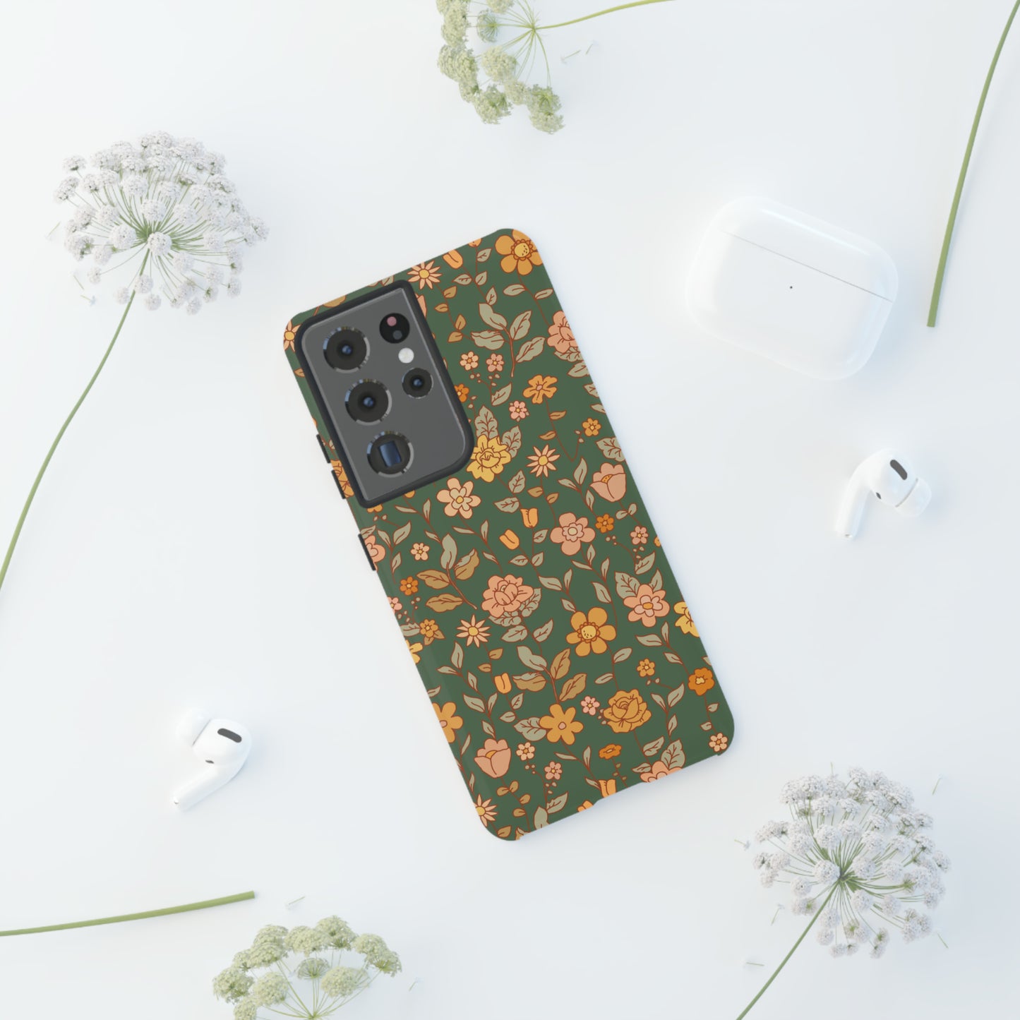 Green Old Fashioned Flowers | Tough Phone Case