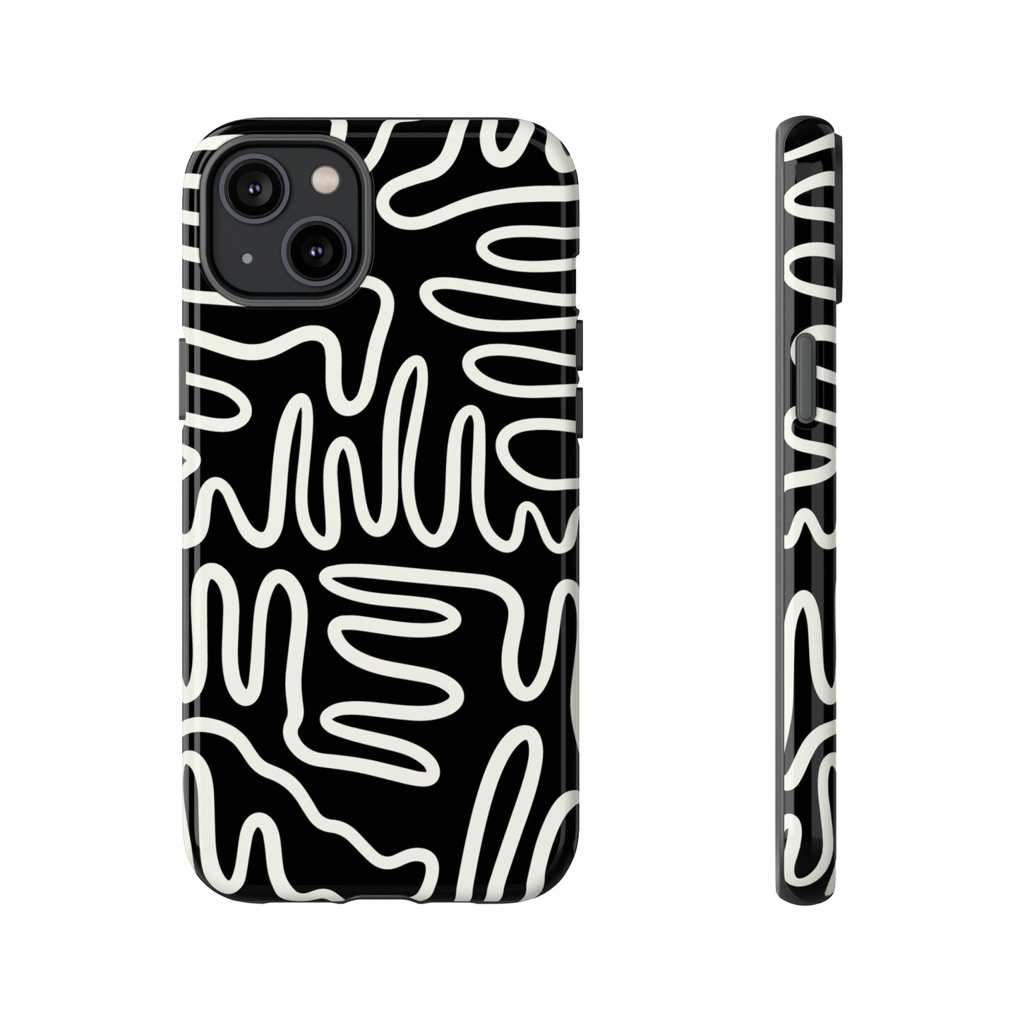 White and Black Squigles | Tough Phone Case