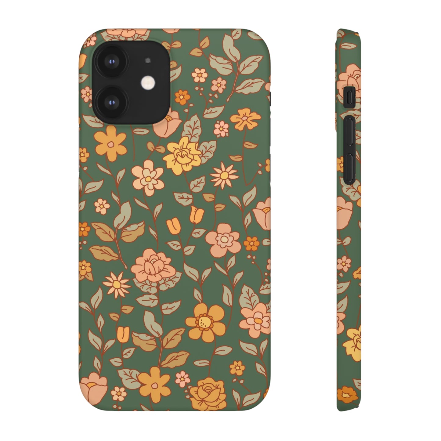 Green Old Fashioned Flowers / Snap Cases