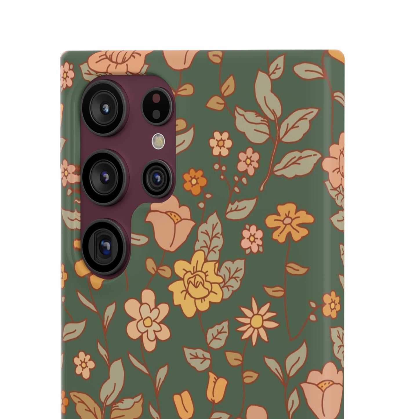 Green Old Fashioned Flowers / Snap Cases