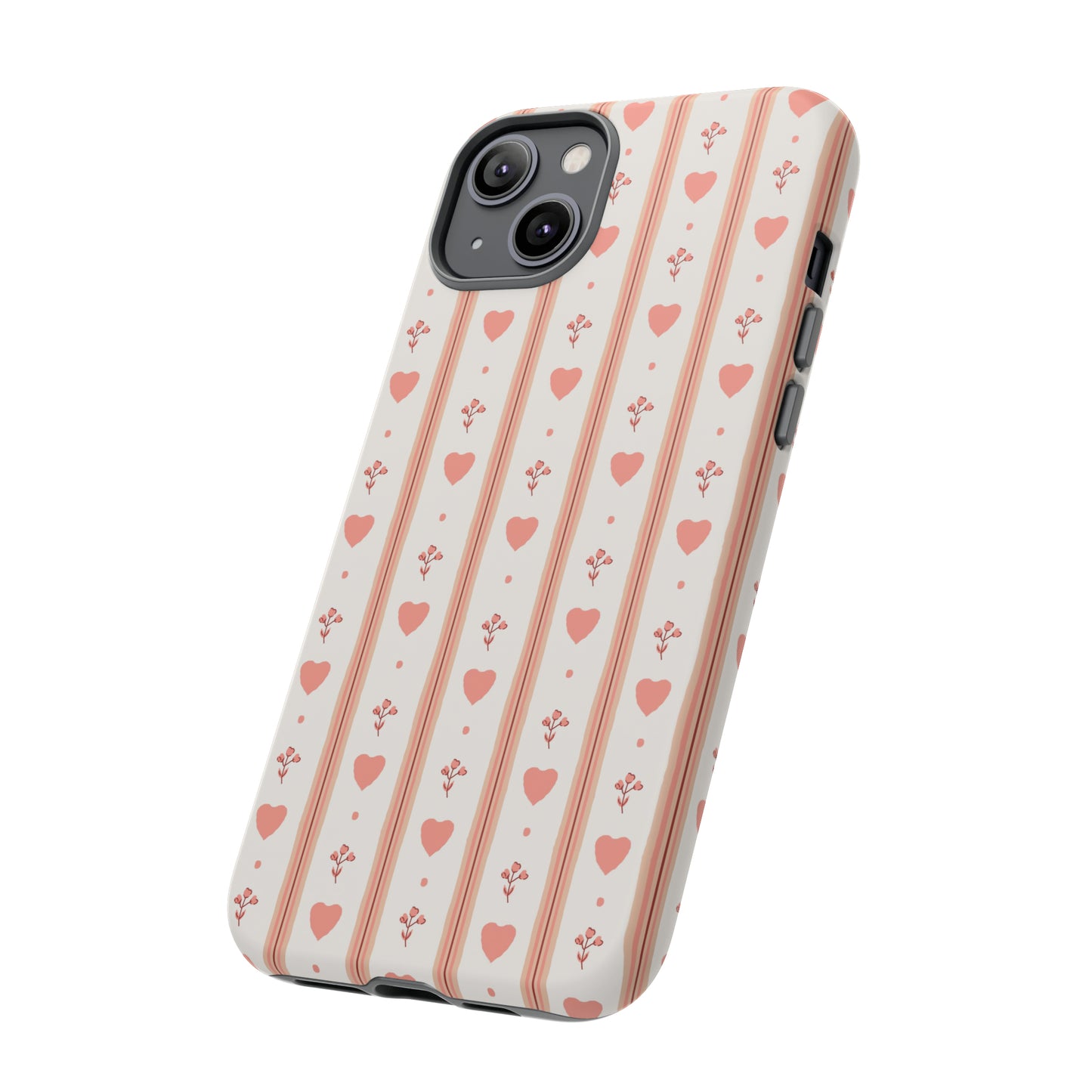 Light Pink Vintage Heart Pattern | Tough Phone Case