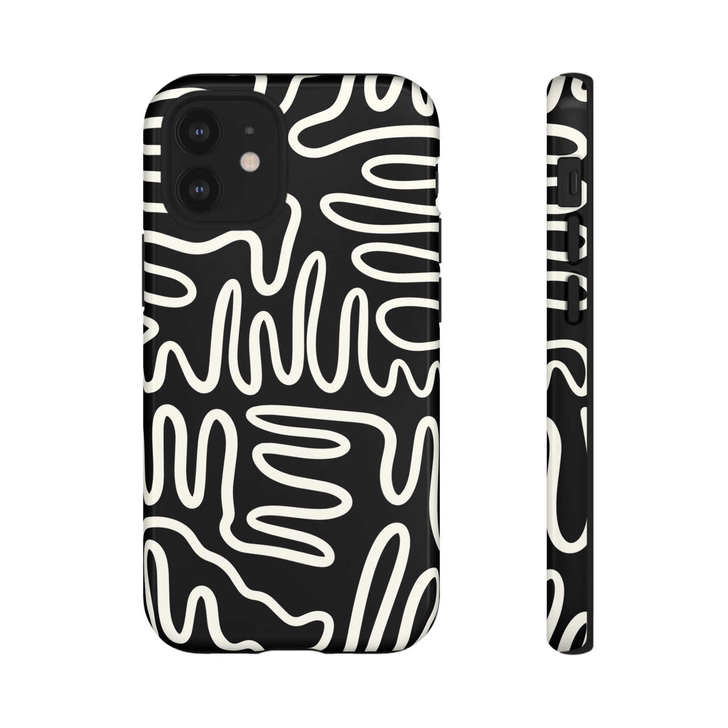 White and Black Squigles | Tough Phone Case