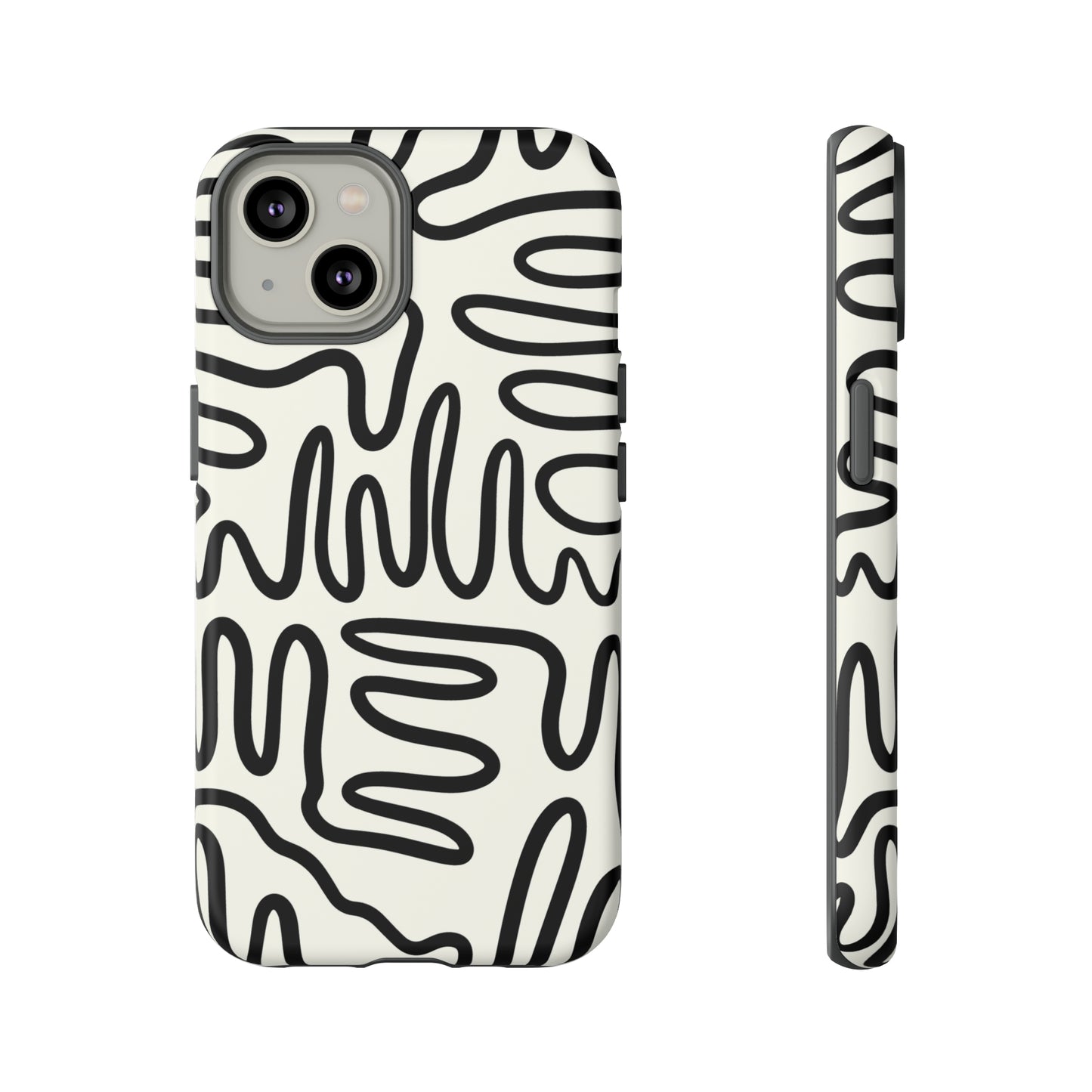 Black and White Squigles | Tough Phone Case