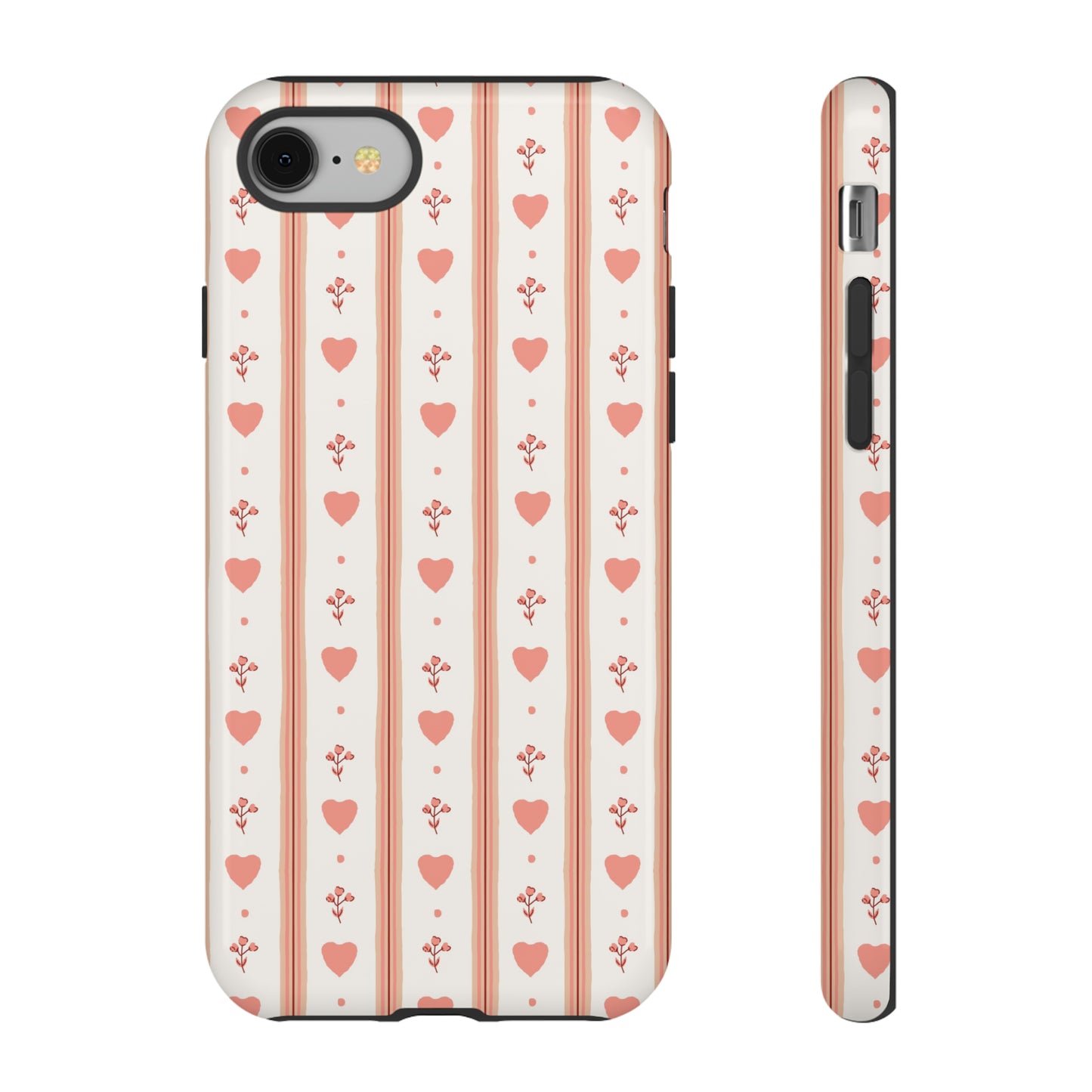 Light Pink Vintage Heart Pattern | Tough Phone Case