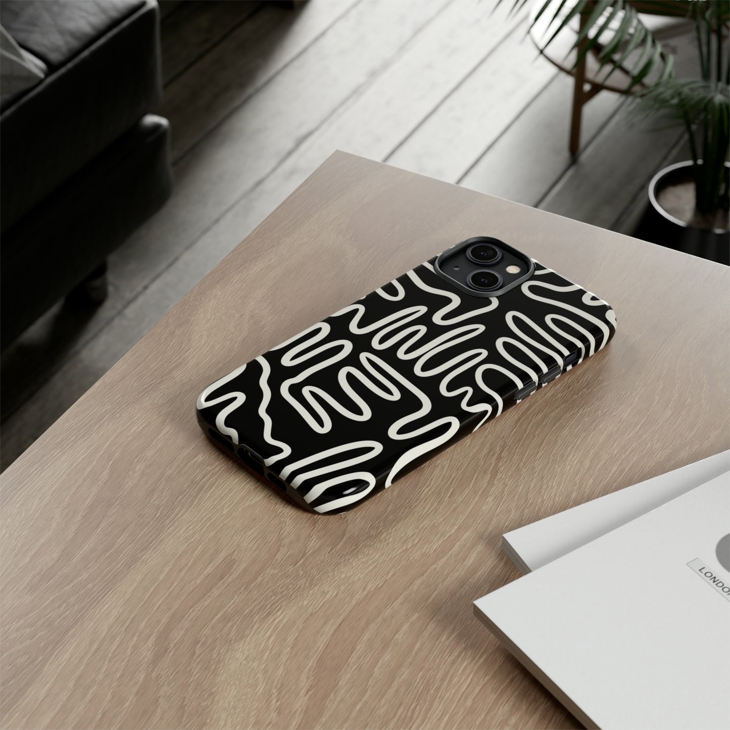 White and Black Squigles | Tough Phone Case