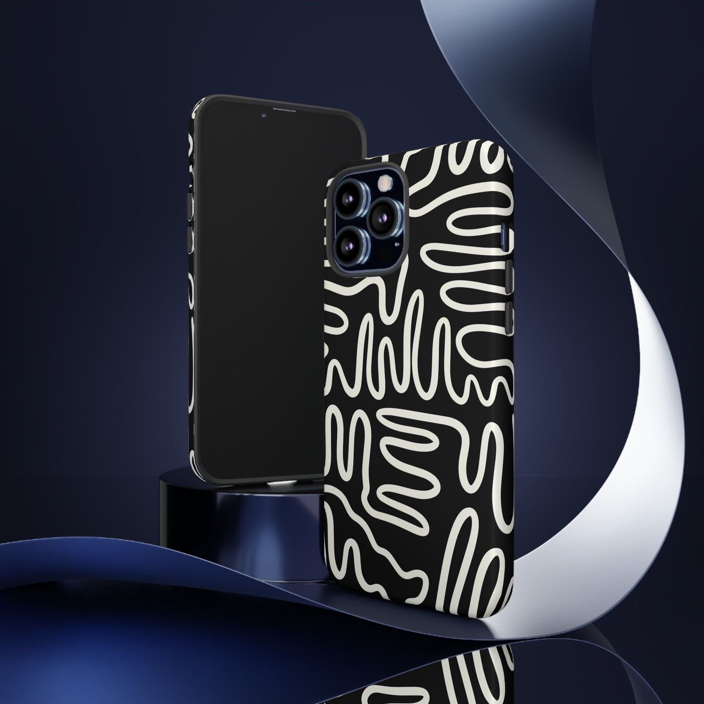 White and Black Squigles | Tough Phone Case