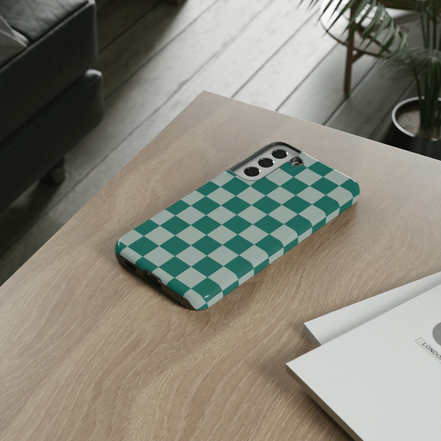 Green on Green Checkerboard | Tough Phone Case