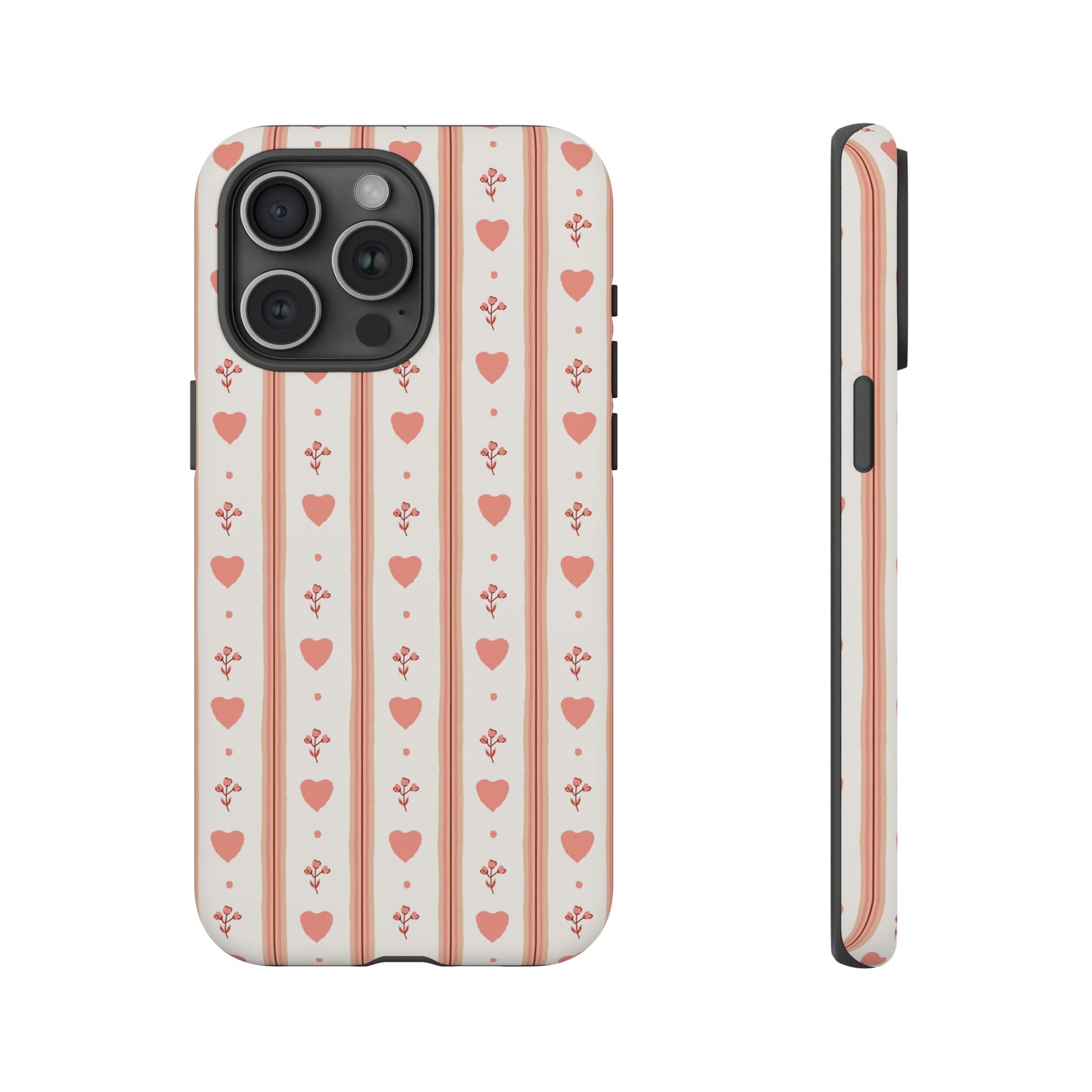 Light Pink Vintage Heart Pattern | Tough Phone Case