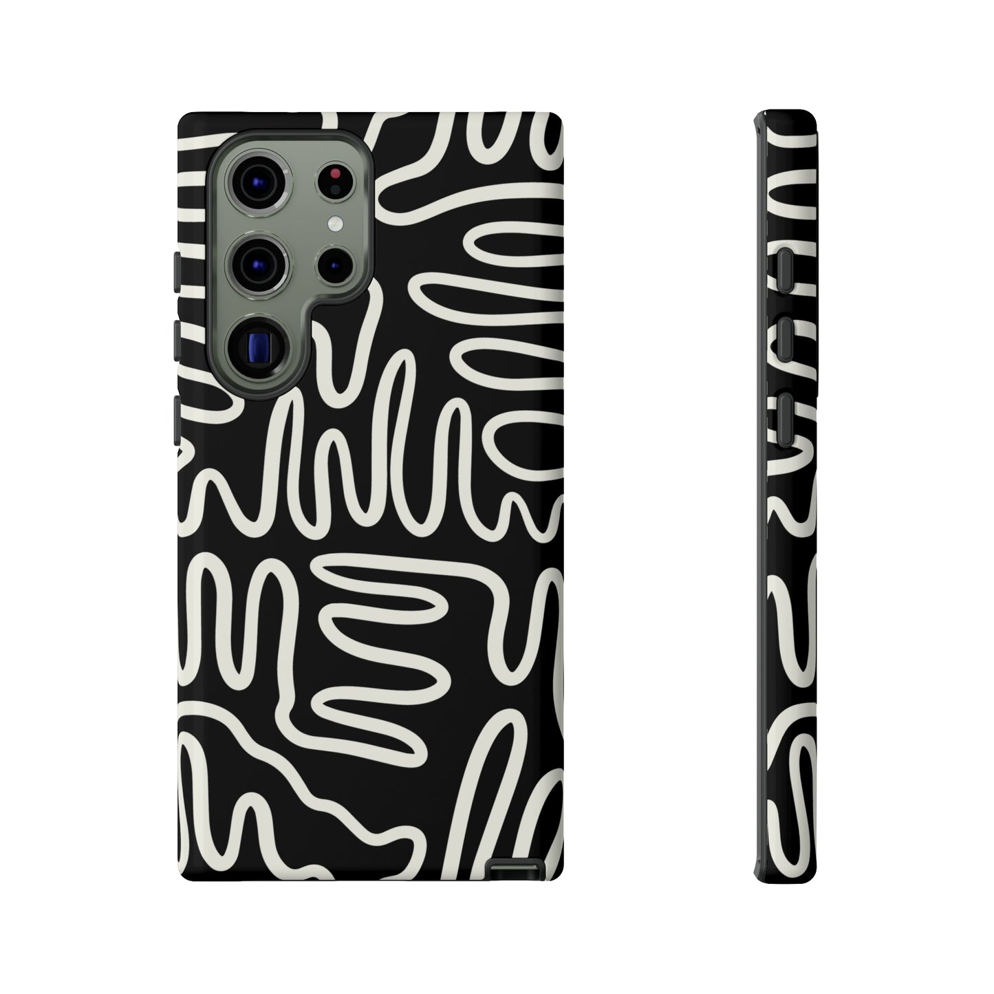 White and Black Squigles | Tough Phone Case