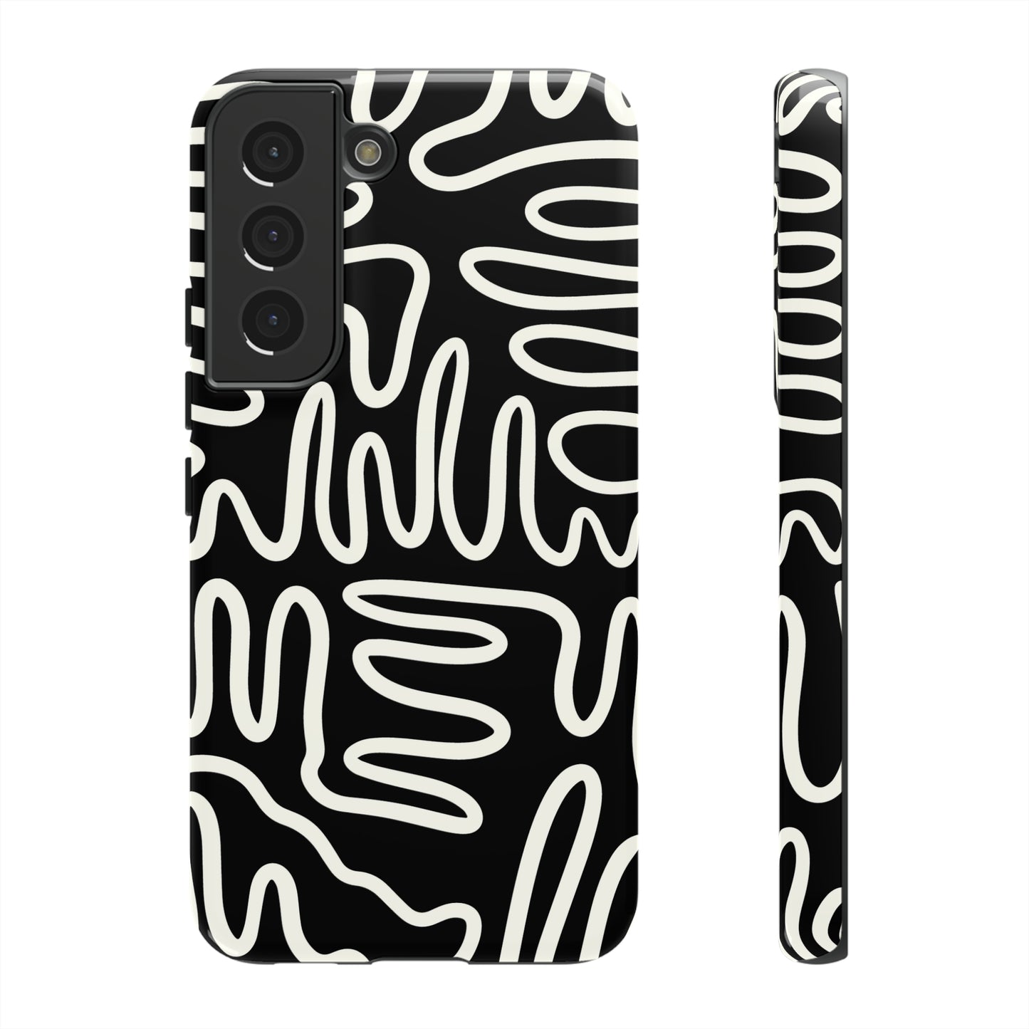 White and Black Squigles | Tough Phone Case