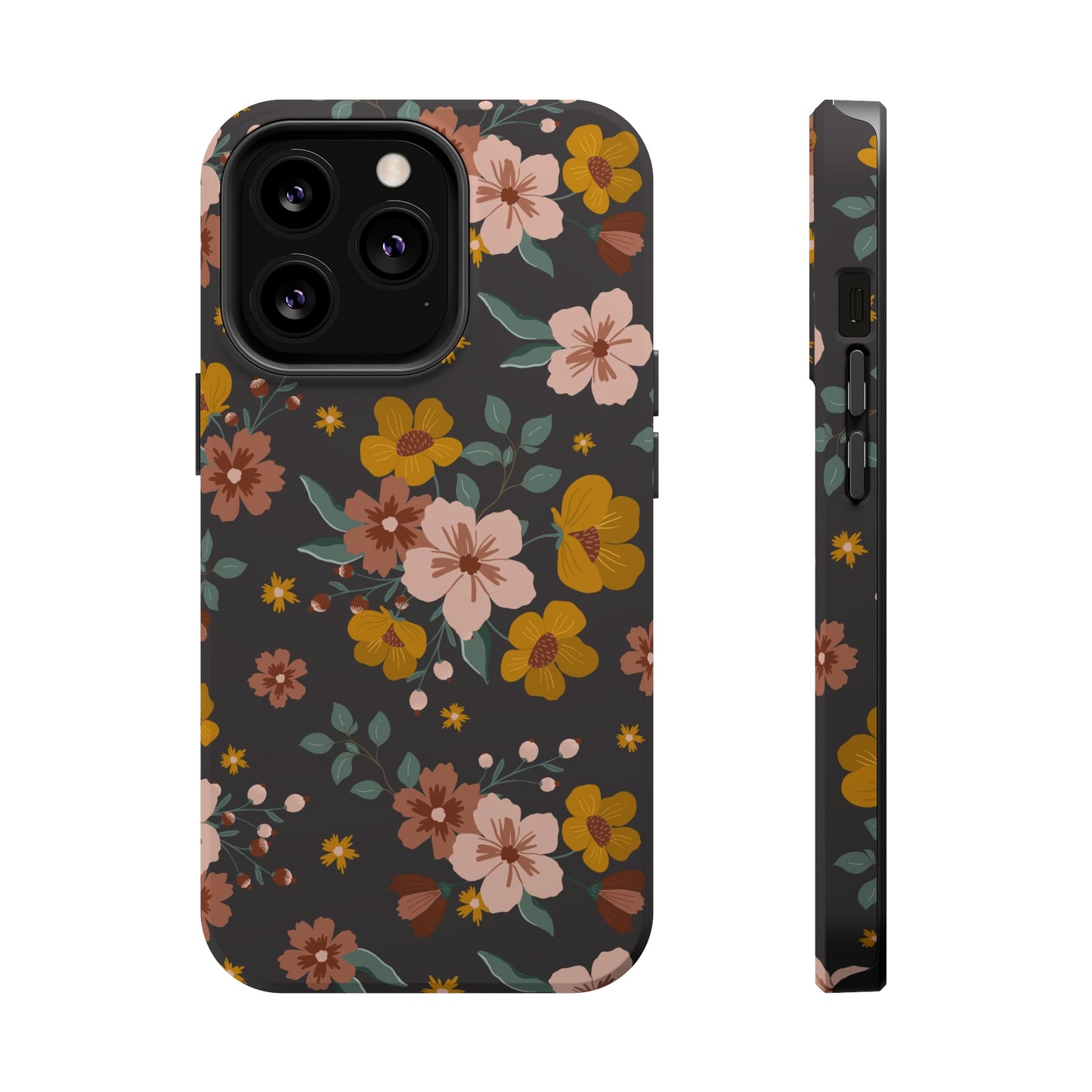 Black Faded Flowers | MagSafe Phone Cases