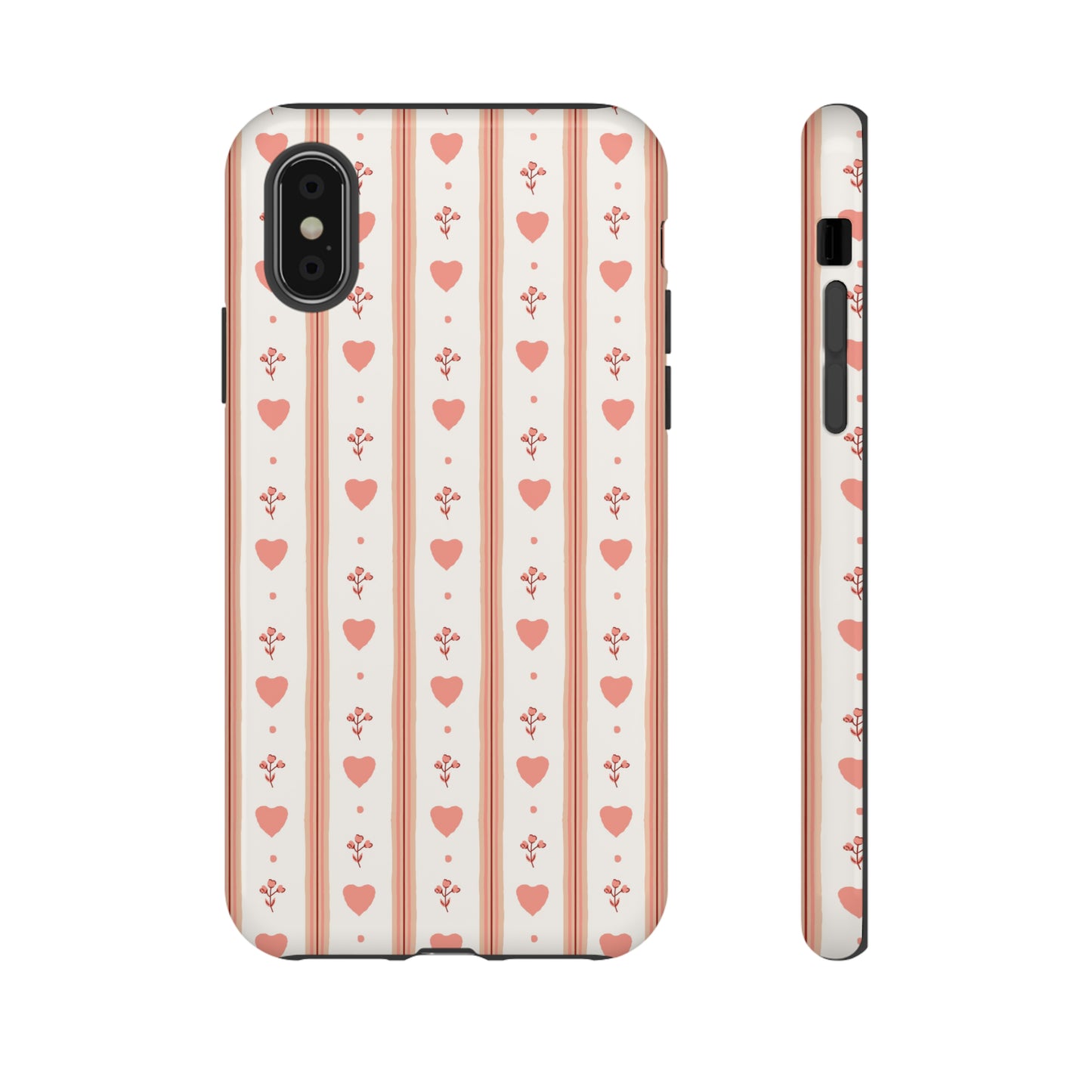 Light Pink Vintage Heart Pattern | Tough Phone Case