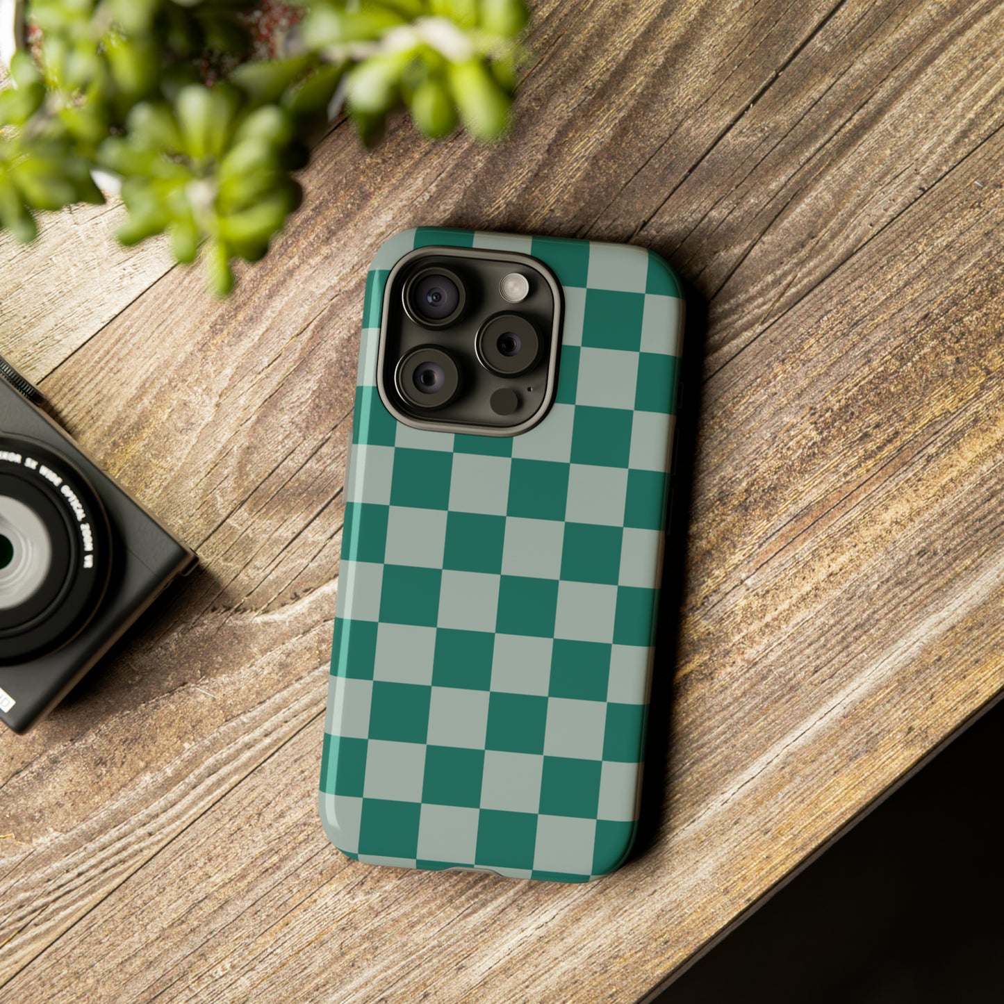 Green on Green Checkerboard | Tough Phone Case