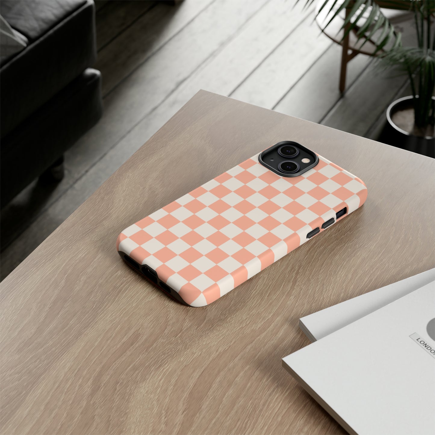 Light Peach Checkers | Tough Phone Case