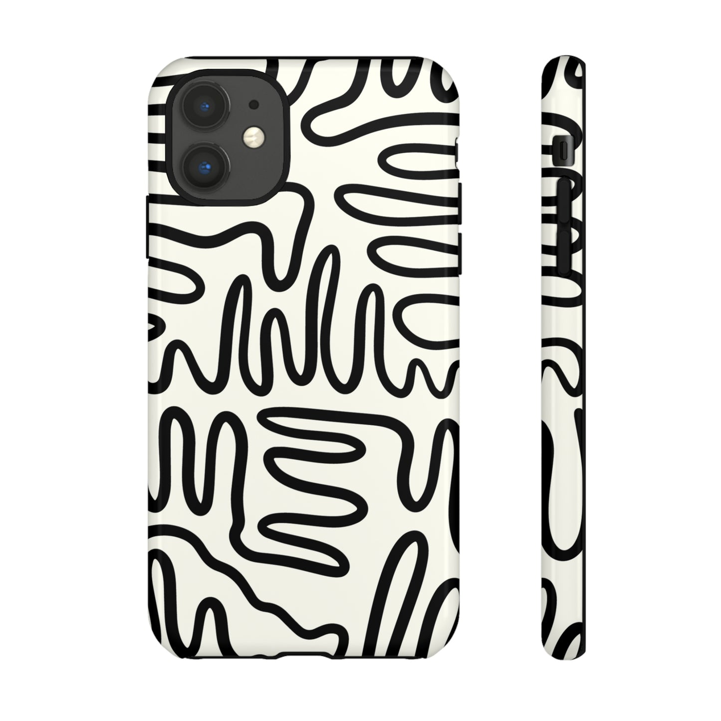 Black and White Squigles | Tough Phone Case