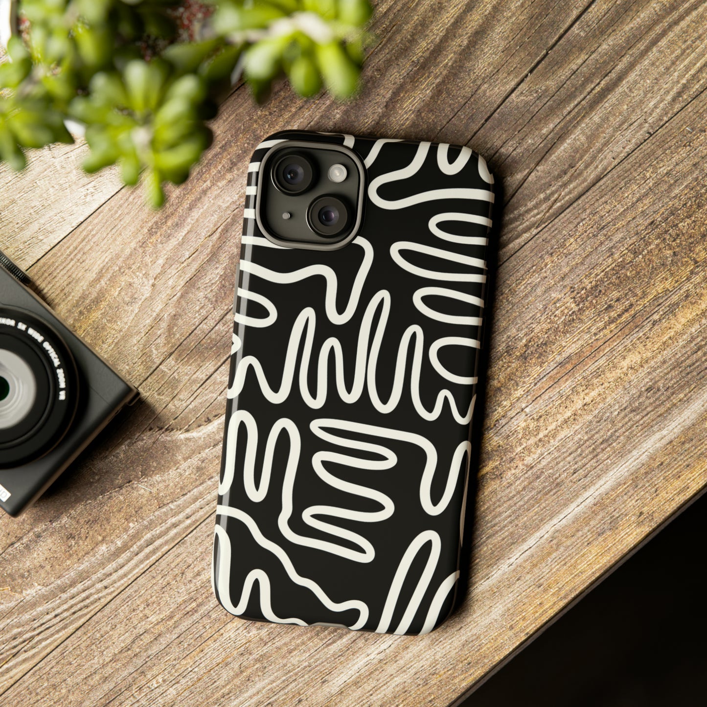 White and Black Squigles | Tough Phone Case