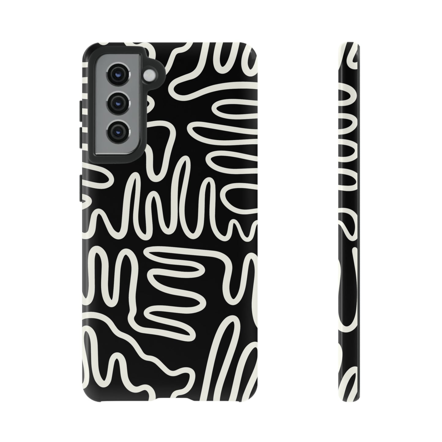 White and Black Squigles | Tough Phone Case