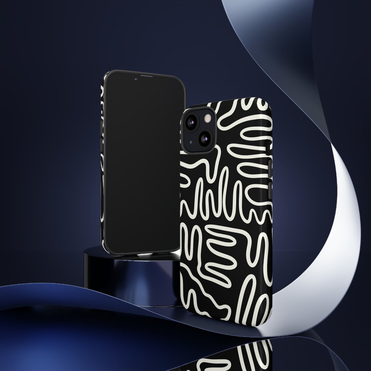 White and Black Squigles | Tough Phone Case