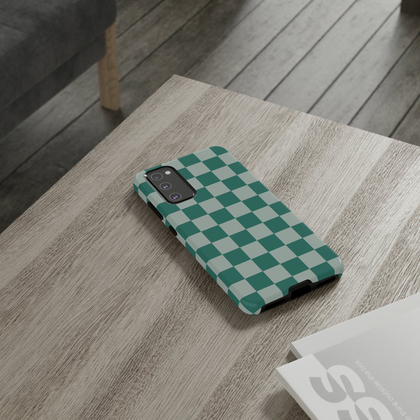 Green on Green Checkerboard | Tough Phone Case