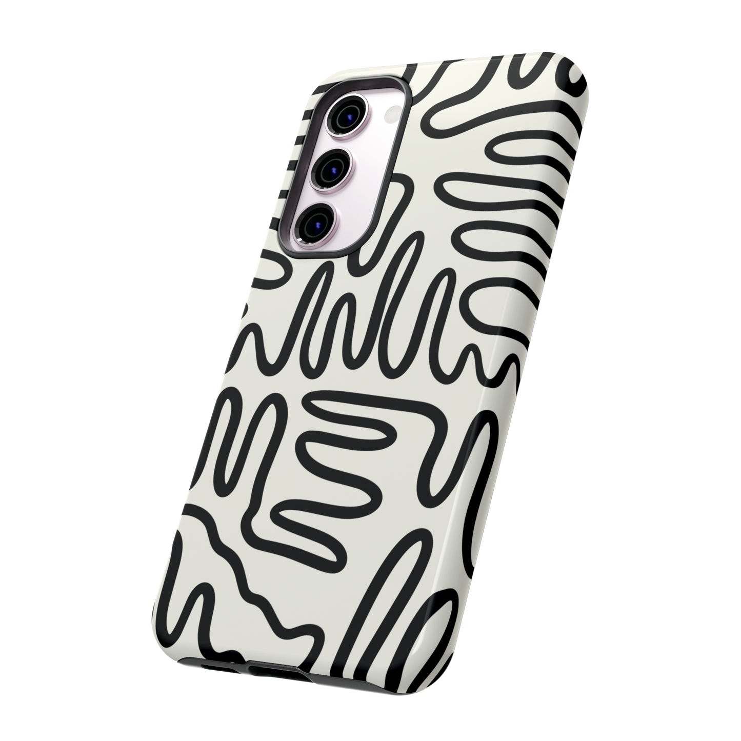 Black and White Squigles | Tough Phone Case