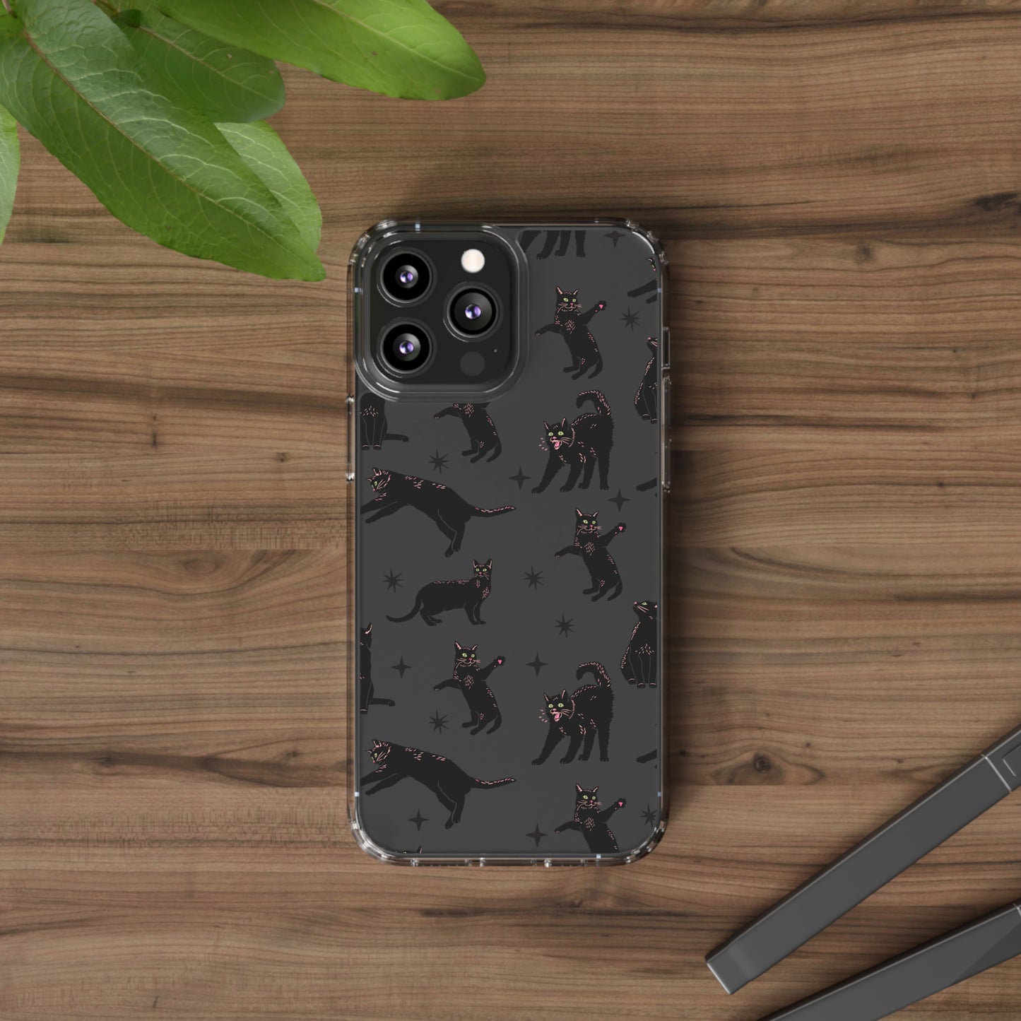 Black Cat Lover Clear Phone Case