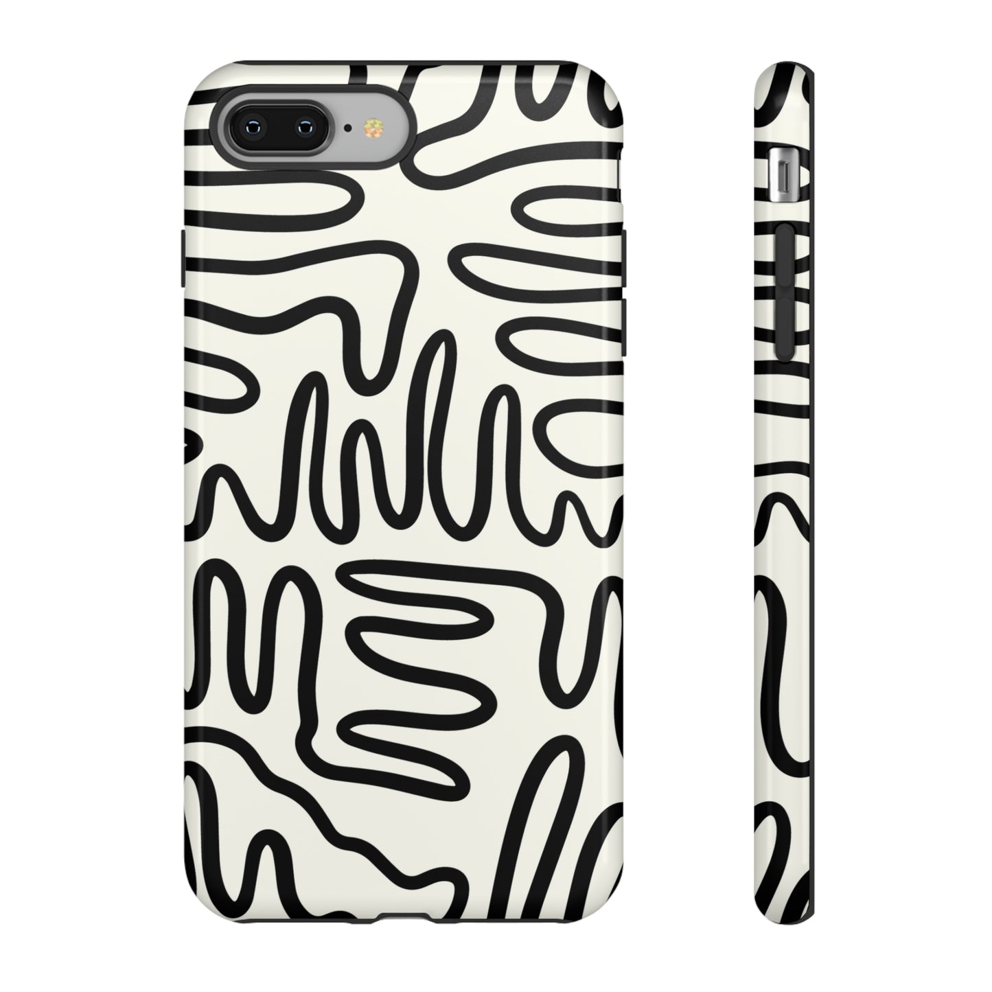 Black and White Squigles | Tough Phone Case