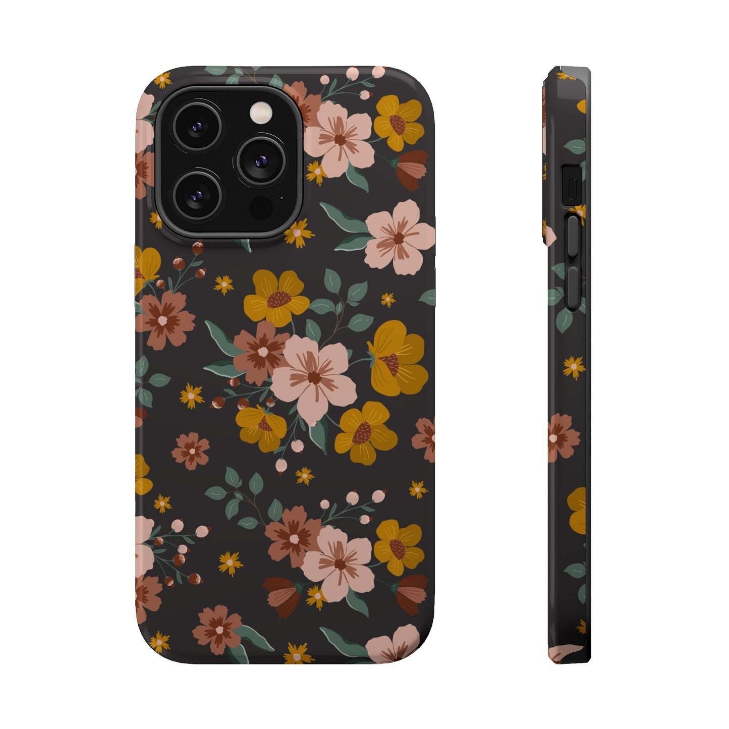 Black Faded Flowers | MagSafe Phone Cases