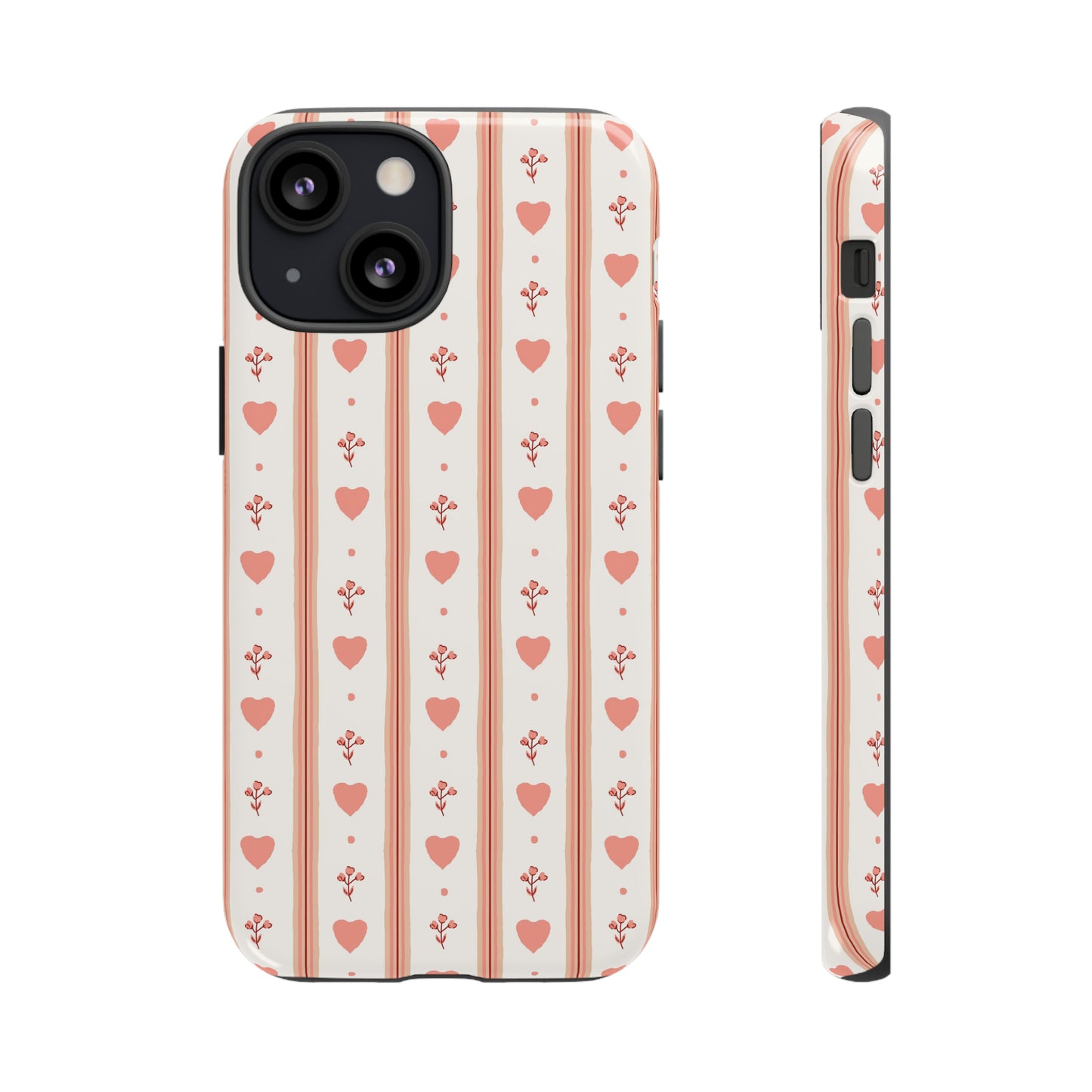 Light Pink Vintage Heart Pattern | Tough Phone Case