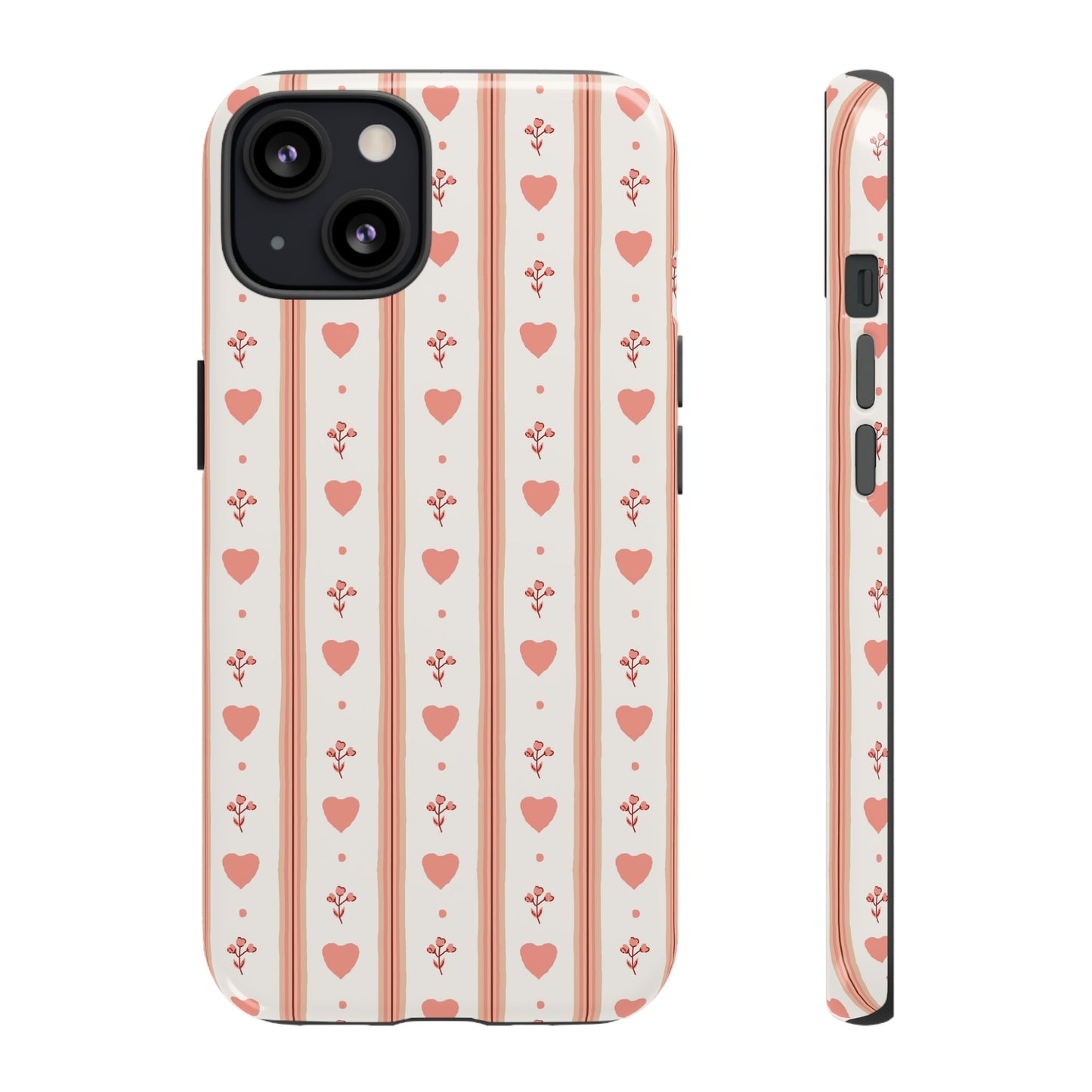 Light Pink Vintage Heart Pattern | Tough Phone Case