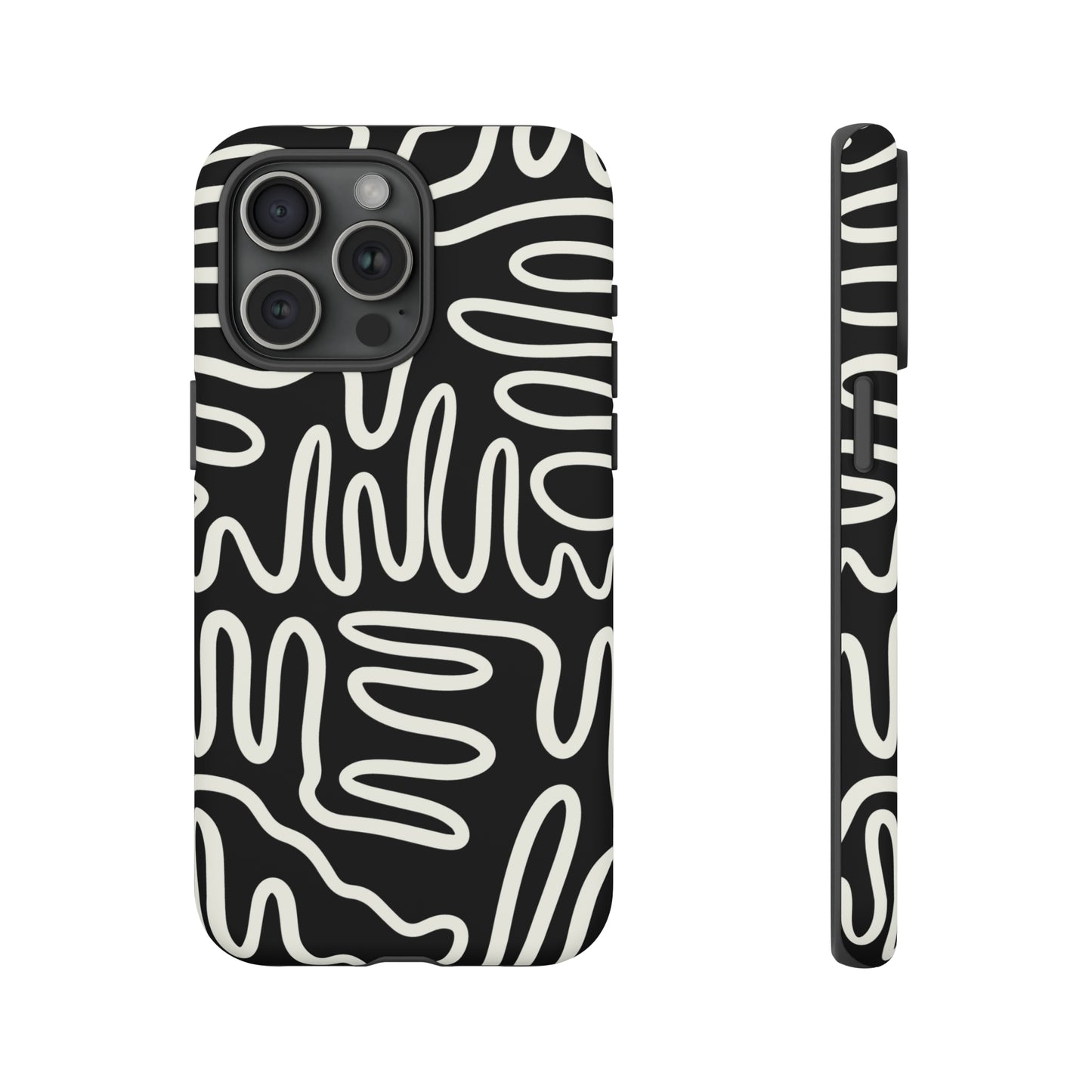 White and Black Squigles | Tough Phone Case