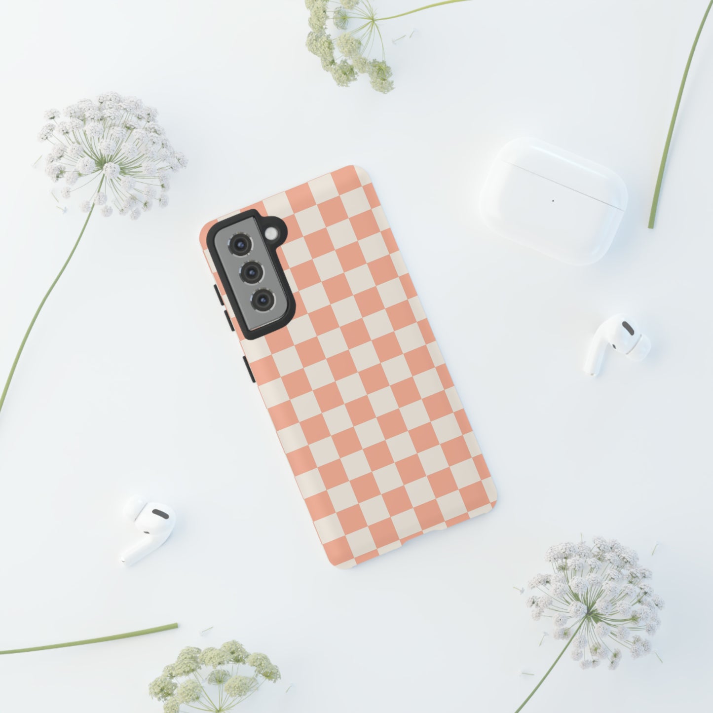 Light Peach Checkers | Tough Phone Case