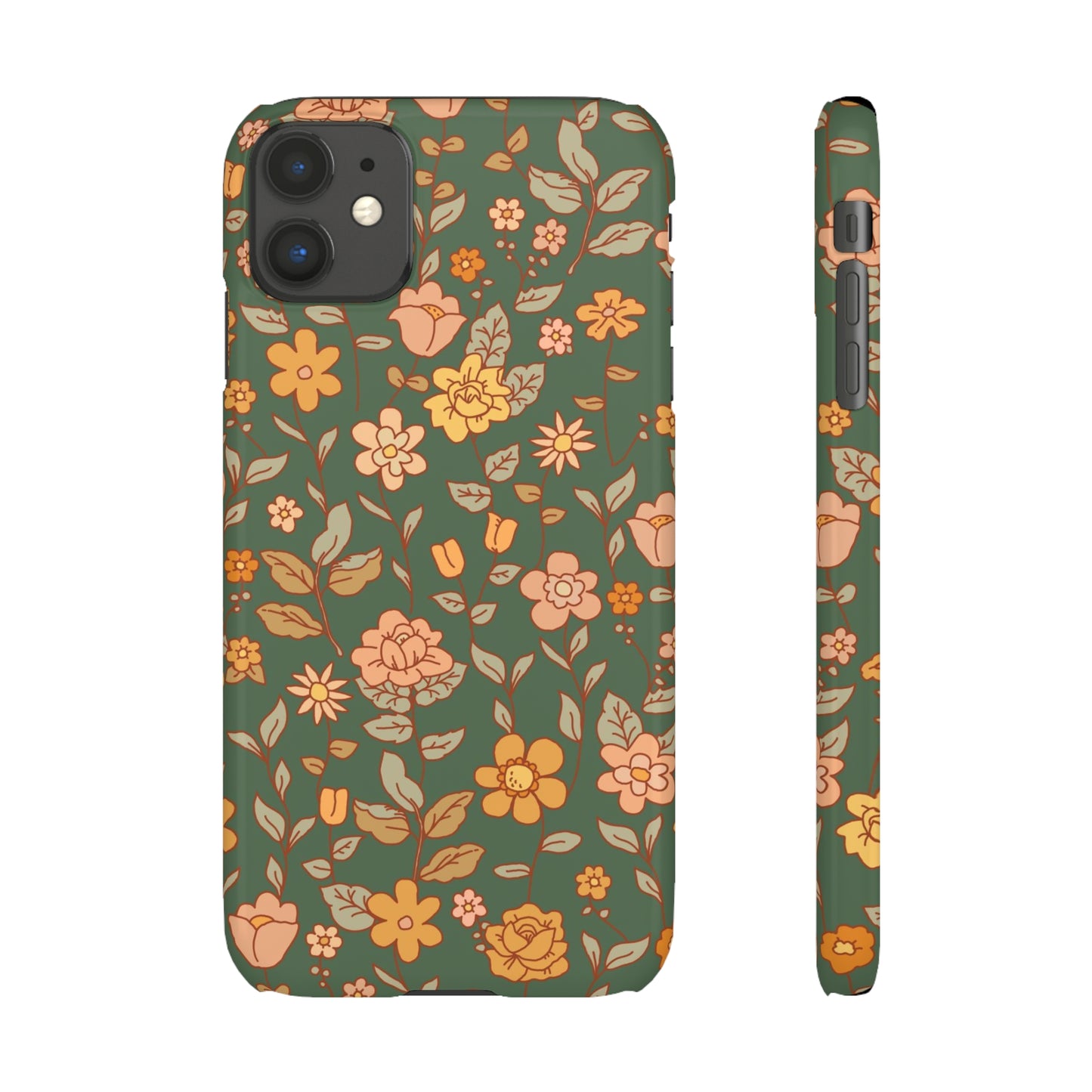 Green Old Fashioned Flowers / Snap Cases