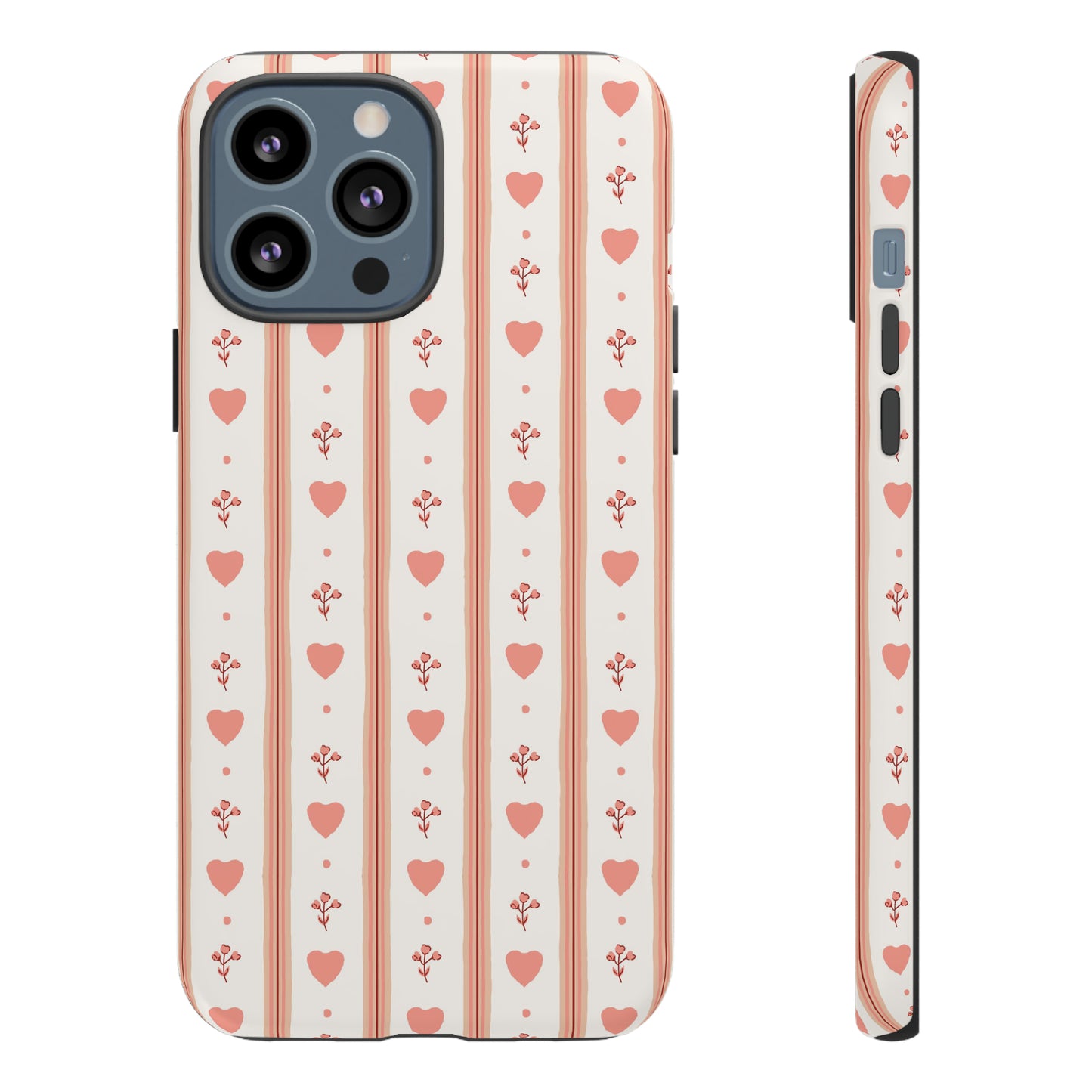 Light Pink Vintage Heart Pattern | Tough Phone Case