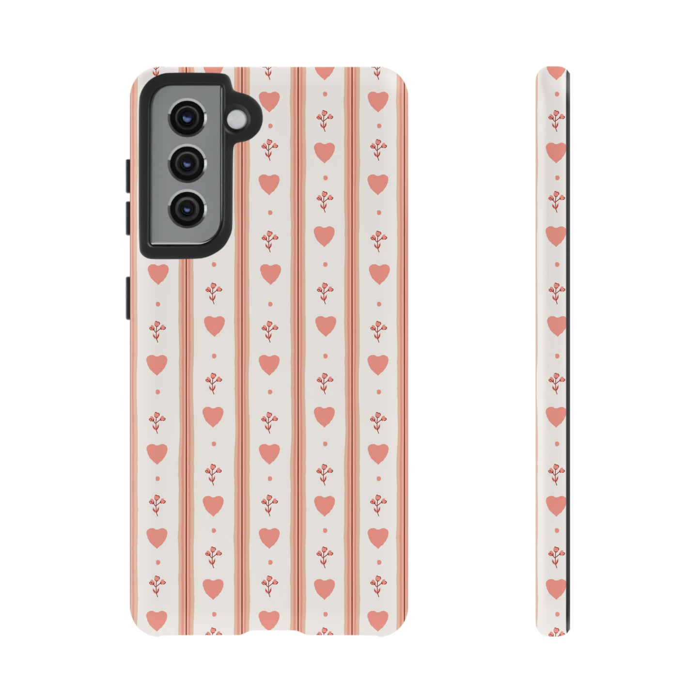 Light Pink Vintage Heart Pattern | Tough Phone Case