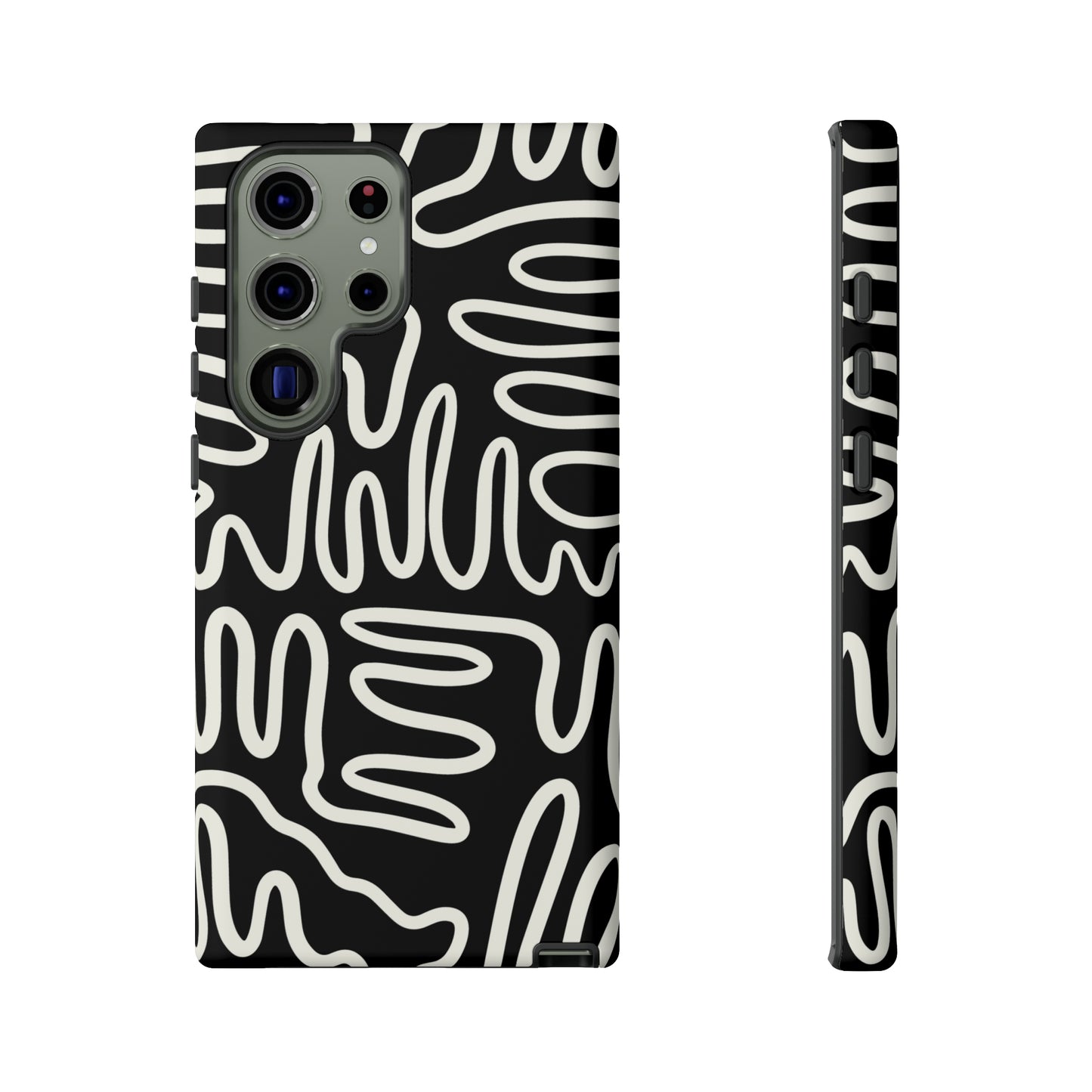 White and Black Squigles | Tough Phone Case