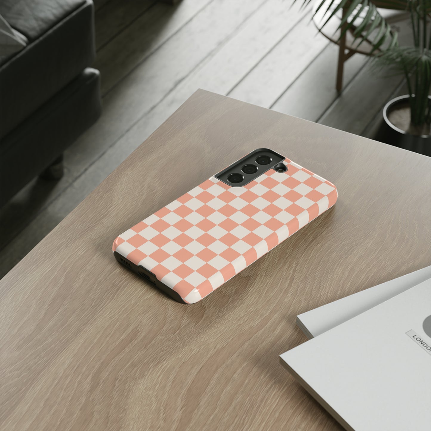 Light Peach Checkers | Tough Phone Case