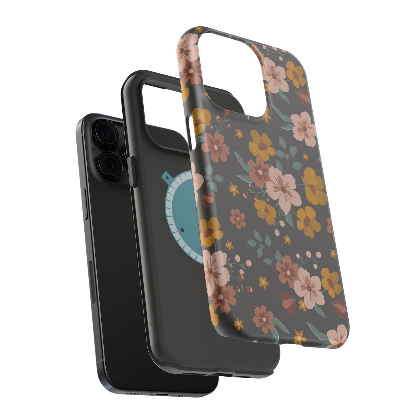 Black Faded Flowers | MagSafe Phone Cases