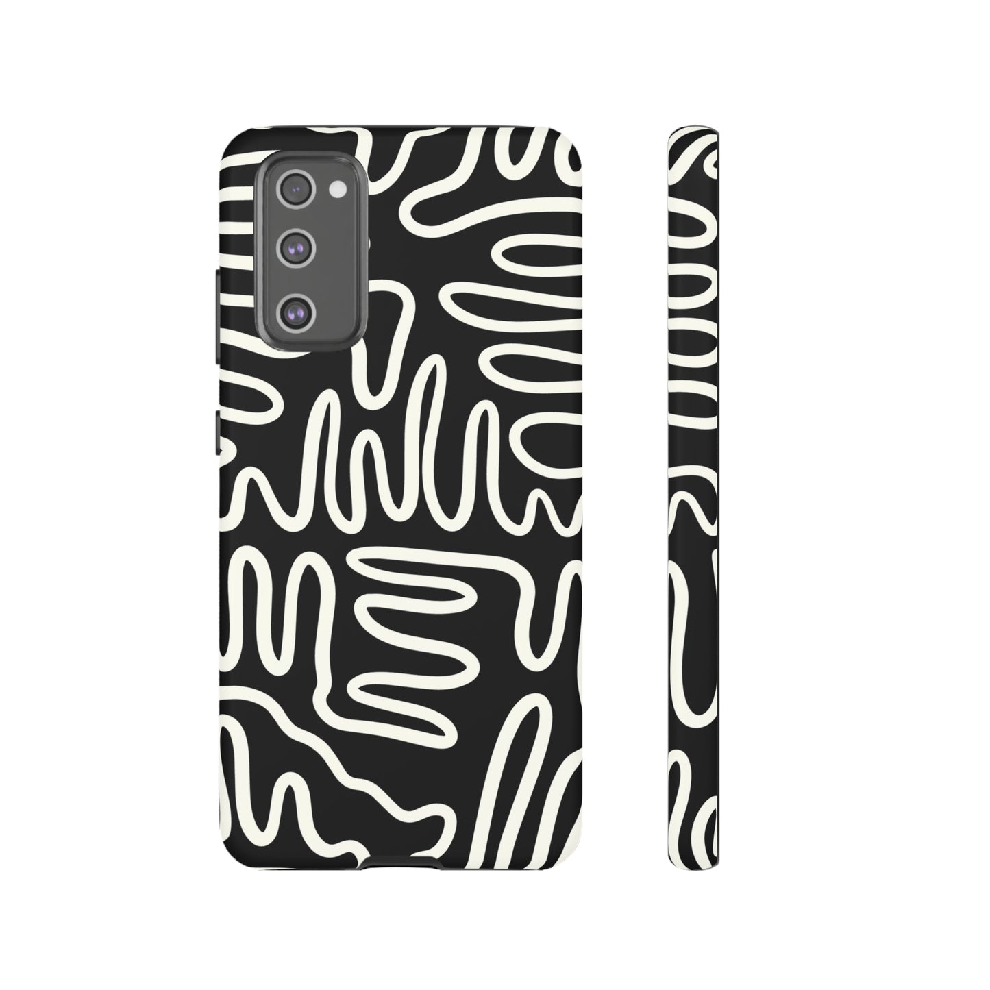 White and Black Squigles | Tough Phone Case