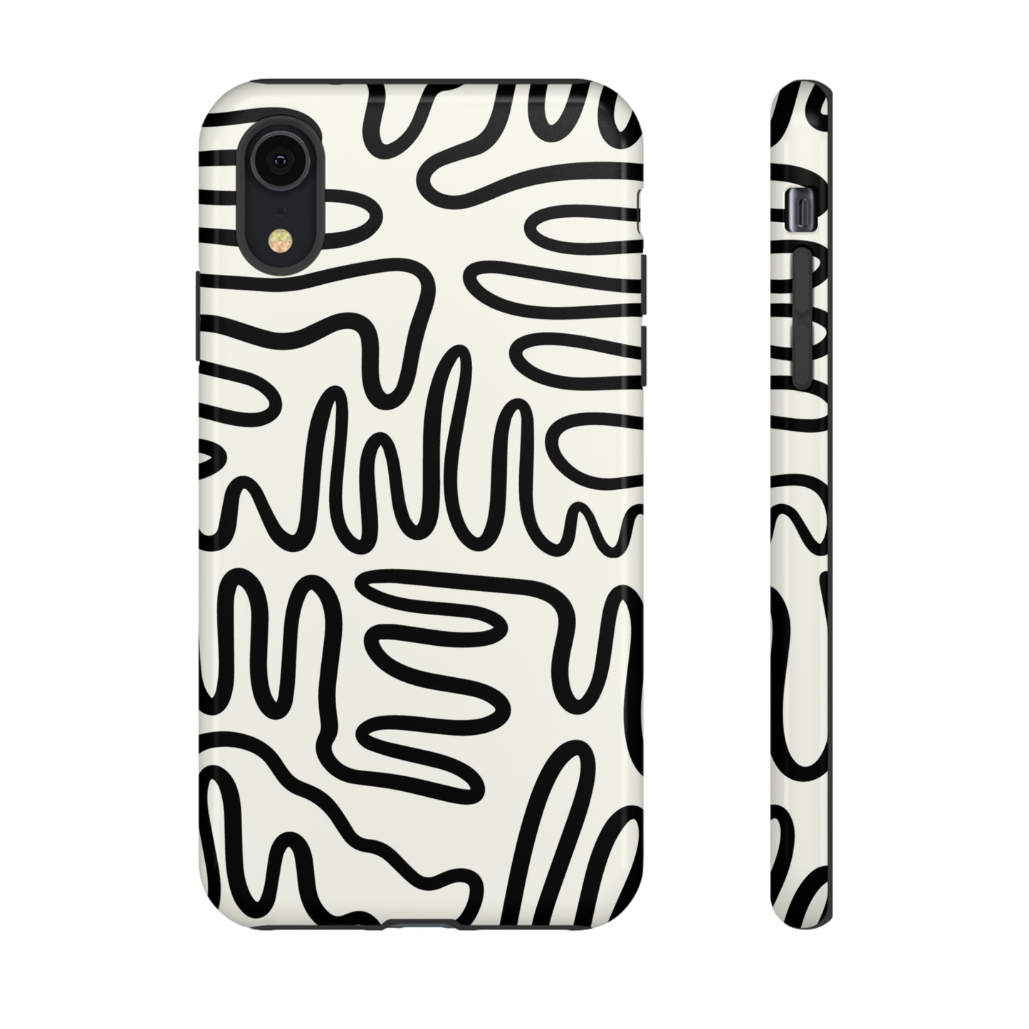 Black and White Squigles | Tough Phone Case