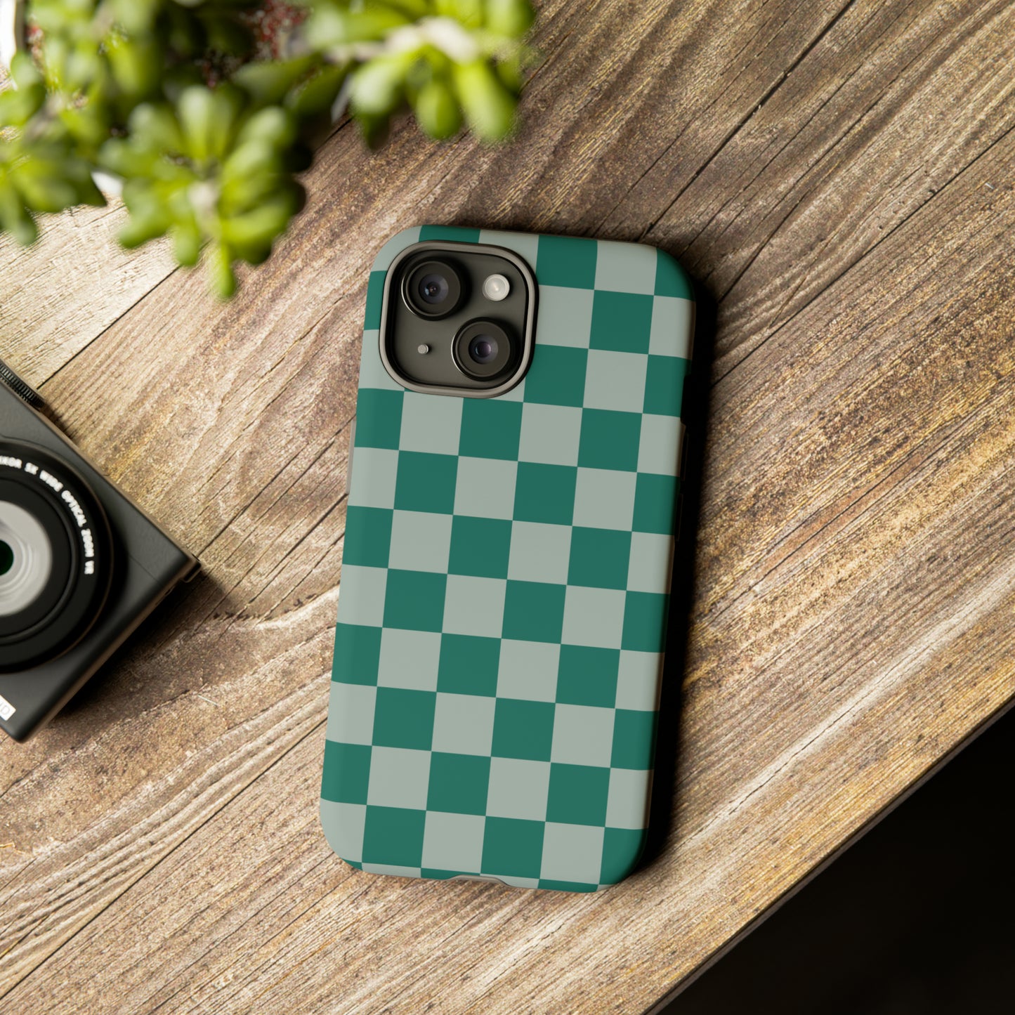 Green on Green Checkerboard | Tough Phone Case